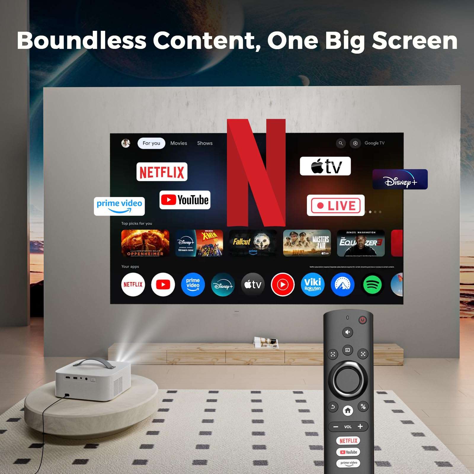 [AI Movin 2.0 System/1200 ANSI/Auto Focus] Projector-4K with WiFi 6 and Bluetooth, 30W DoIby Audio Netflix-Licensed Outdoor-Projector, Lisowod 1080P Smart Portable Proyector with HDR10+ 2025 Upgraded 4