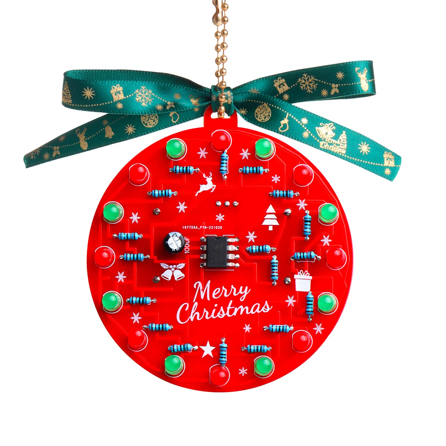 Beginner Learn to Solder Fun Kit : LED Christmas Tree Decoration Soldering Kit Red and Green LEDs Blinking （2 Sets）