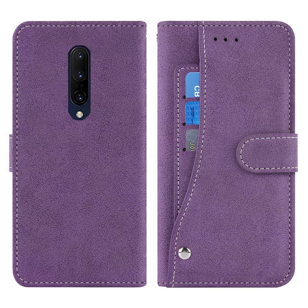 Asuwish Compatible with OnePlus 7 Pro Wallet Case and Tempered Glass Screen Protector Flip Cover Card Holder Cell Phone Cases for OnePlus7Pro 5G One Plus 1+7 1Plus OnePlus7 7Pro One+ 1 + Seven Purple 6