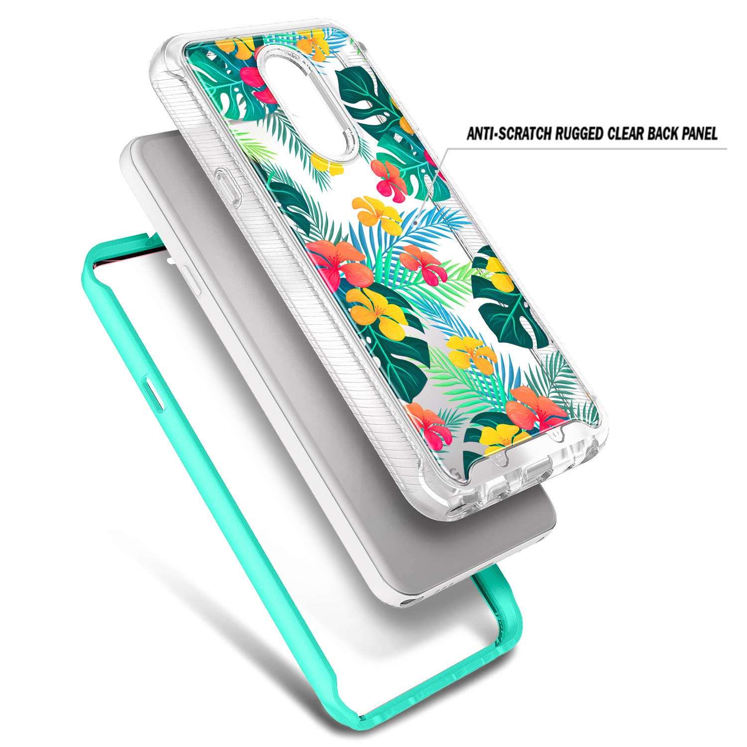 E-Began Case Compatible for LG Stylo 5 with [Built-in Screen Protector], LG Stylo 5V/Stylo 5X/Stylo 5 Plus, Full-Body Protective Rugged Bumper Cover, Shockproof Impact Resist Case -Summer 4