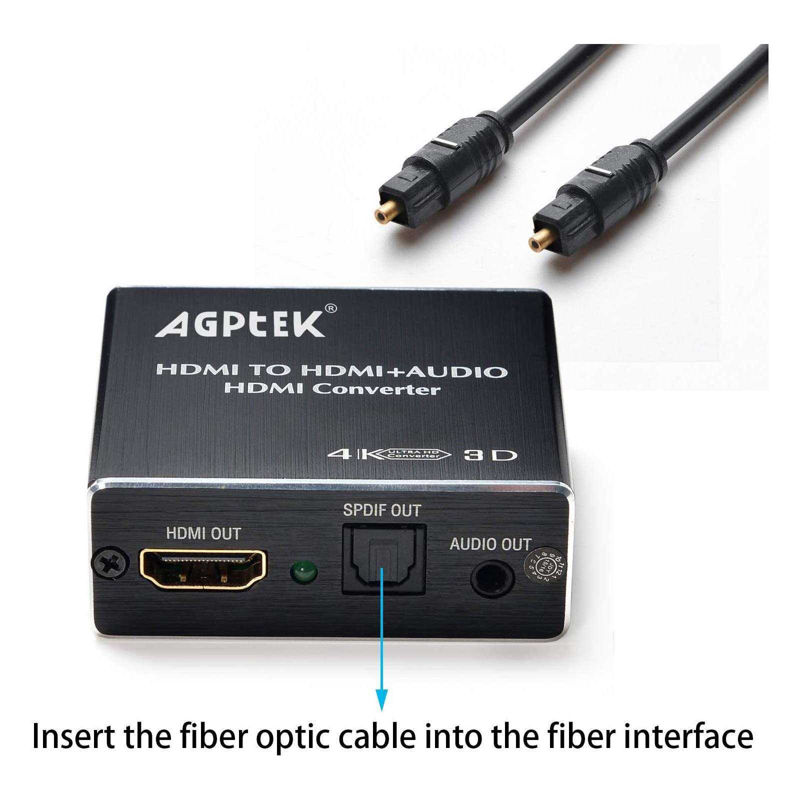 4K x 2K HDMI Audio Extractor Splitter, HDMI Audio Converter Adapter Support Ultra HD 4K Toslink Optical Audio Output and 3.5mm with Optical Fiber Cable 6