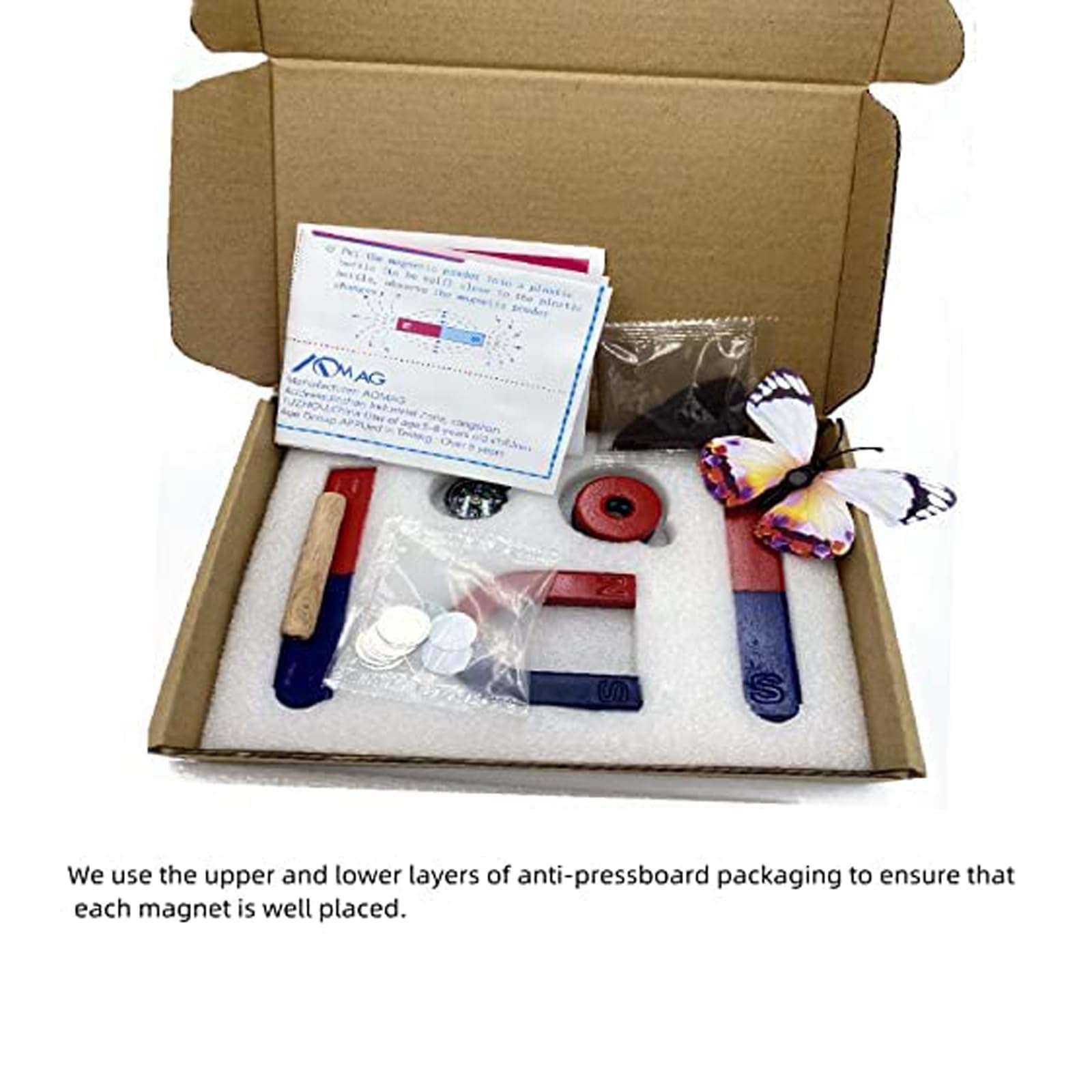 Magnets for Kids Classroom Students Education Science Experiment Kid Magnets Kit Set Including Bar/Ring/Horseshoe Magnets/Compass/Iron Filings 5