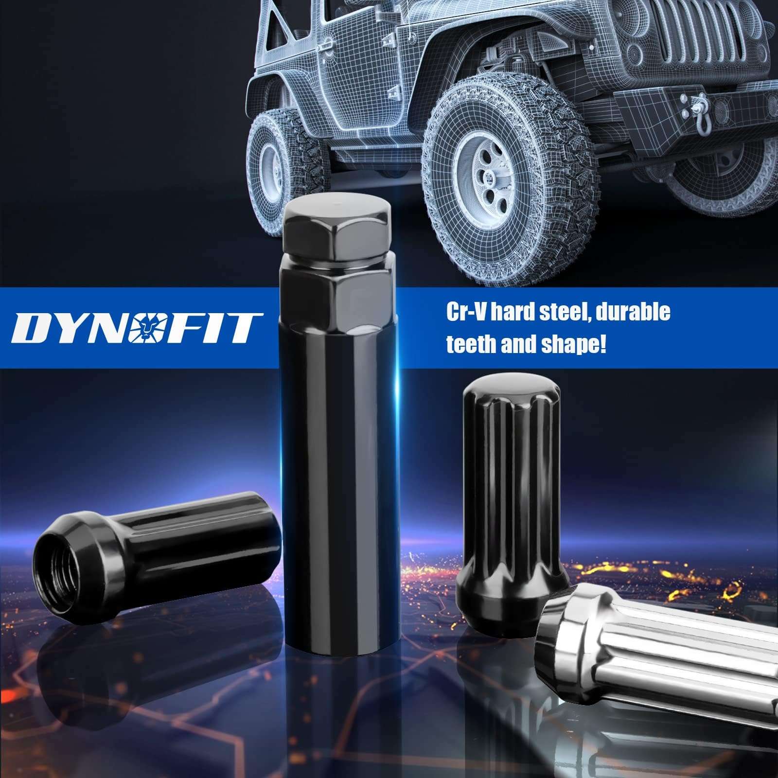 DYNOFIT 7 Spline Tuner Lug Nuts Key for Wrench with 13/16inch(21mm) and 7/8inch(22mm) Hex, Lugnuts Socket Replacement Tool for 14x1.5, 14x2.0, 9/16inch Lug Nut 1 Year Warranty 3