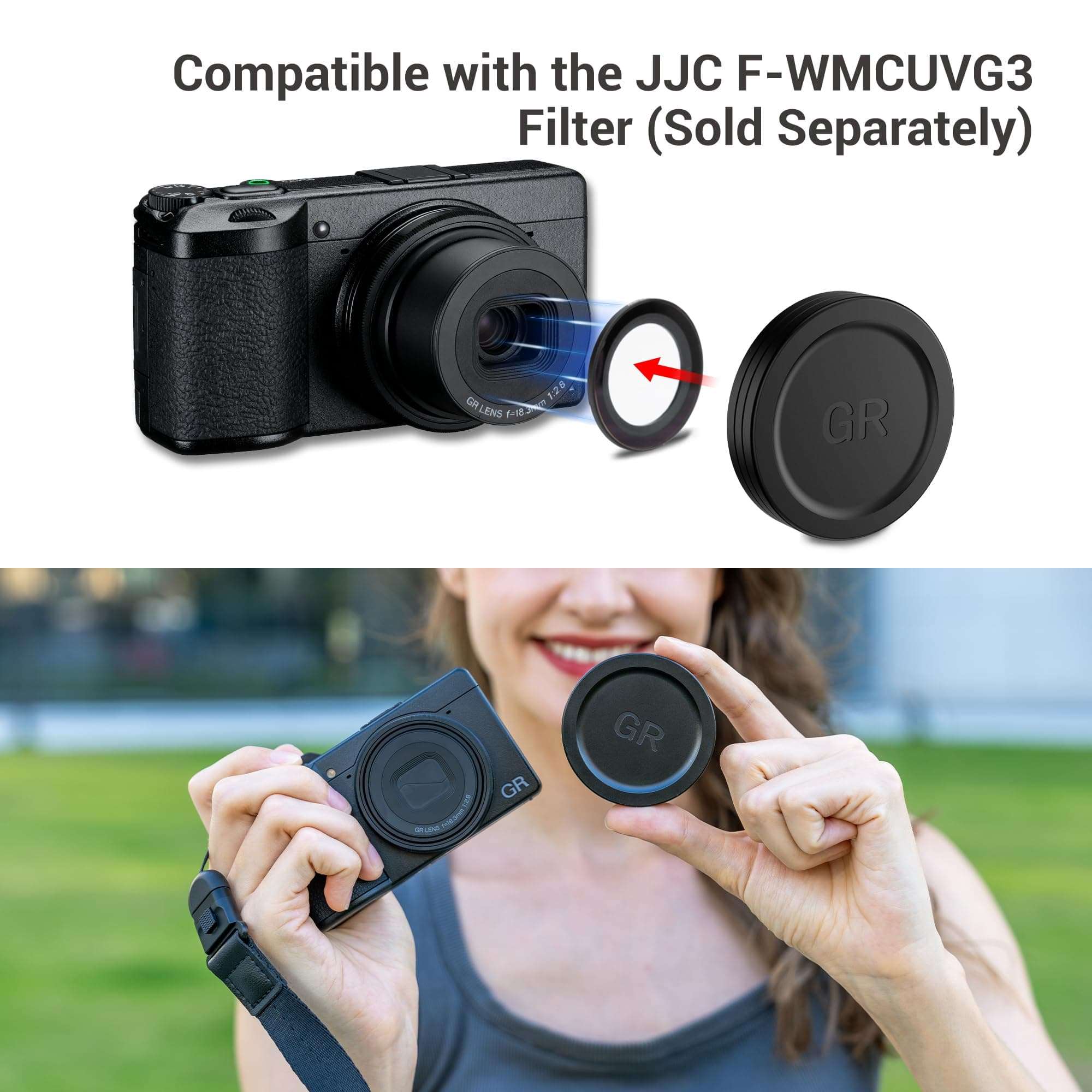 JJC Camera Lens Cap for Ricoh GR IV GRIV GR4 GR IV HDF Monochrome with Soft EVA Interior, Aluminium Durable Lens Protector Cover for GR 4 Digital Camera Accessories, Anti-dust and Scratch-Resistant 6