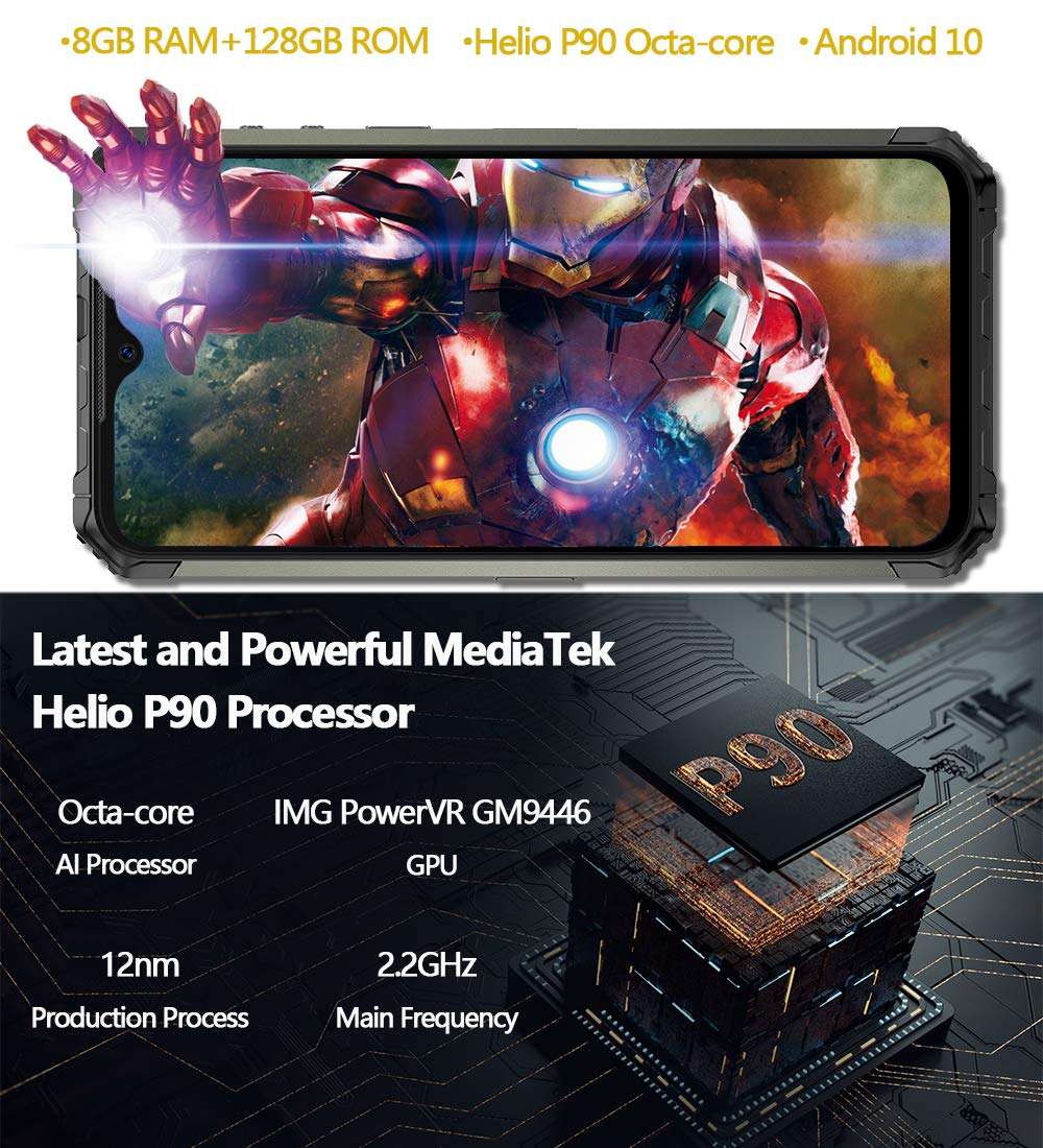 Ulefone Armor 7 （2021） Rugged Cell Phones Unlocked, 8GB+128GB Octa-Core Android 9.0 IP68 Waterproof Smartphone, 48MP Triple Rear Camera 6.3" FHD+ Screen 5500mAh Battery Dual SIM 4G LTE Rugged Phone 4