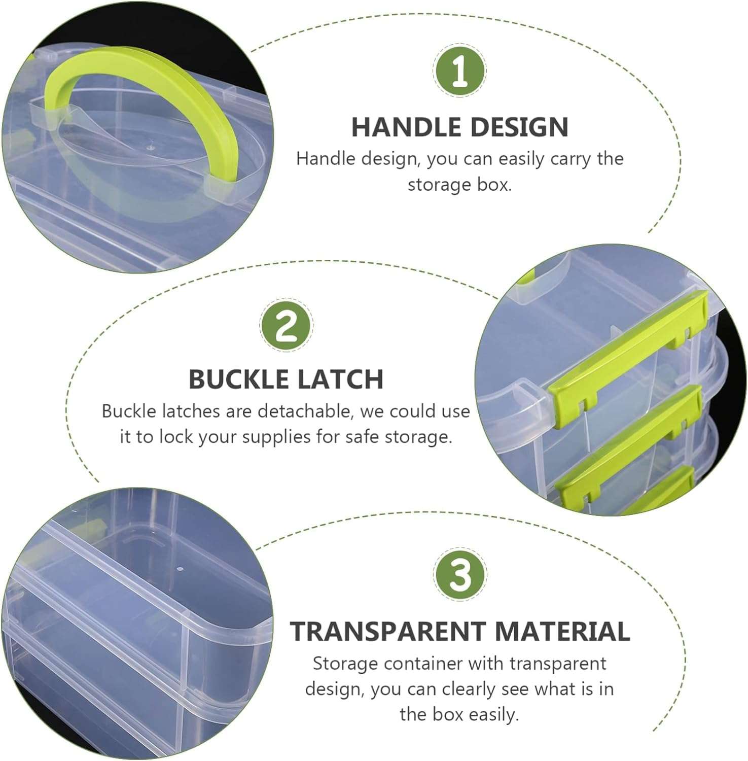 Kesi 2 Layer Stack & Carry Box, Plastic Multipurpose Portable Storage Container Box Handled Organizer Storage Box for Organizing Stationery, Sewing, Art Craft, Jewelry and Beauty Supplies(multicolur) 5