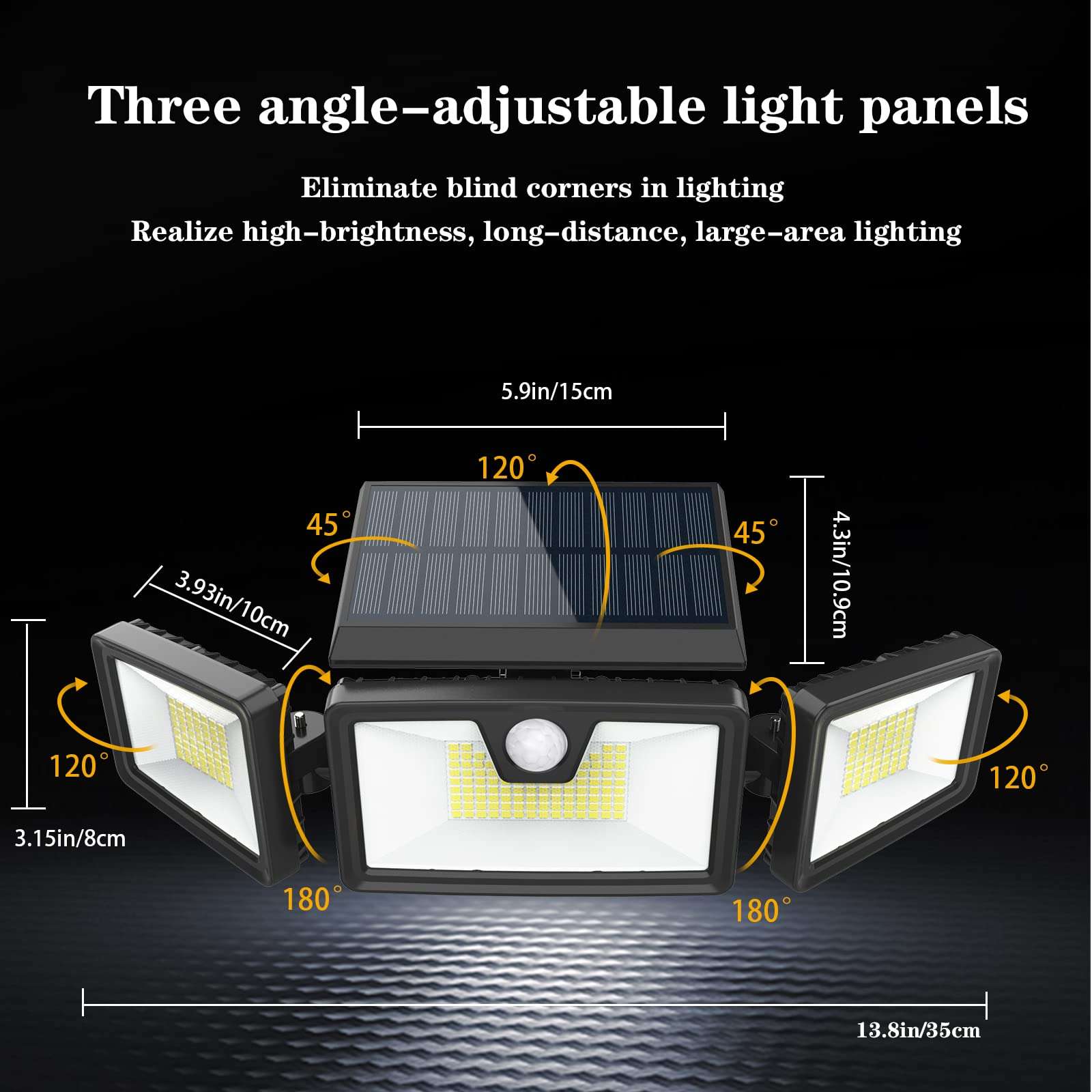 Starmell Solar Outdoor Lights Motion Sensor Waterproof 2 Pack 188 LED Solar Powered Flood Lights Garden 2000LM Solar Security Lights with 3 Adjustable Heads for Outside Yard 6