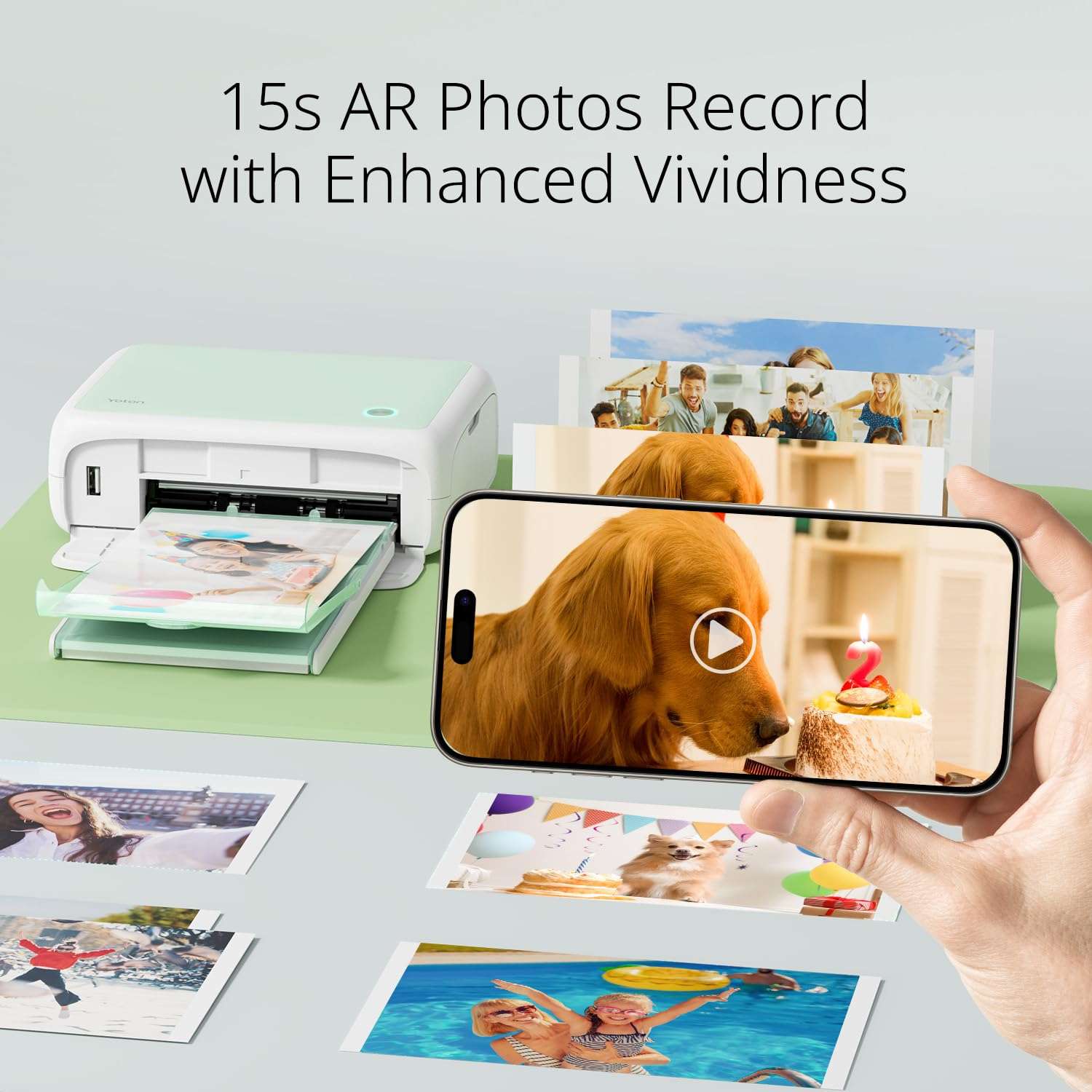 YOTON Photo Printer, Picture Printer with 54 Sheets (4"x6") & 1 Cartridges, Support AR Video Printing, WiFi Connection, Portable Photo Printer for iPhone/Android/Laptop 6