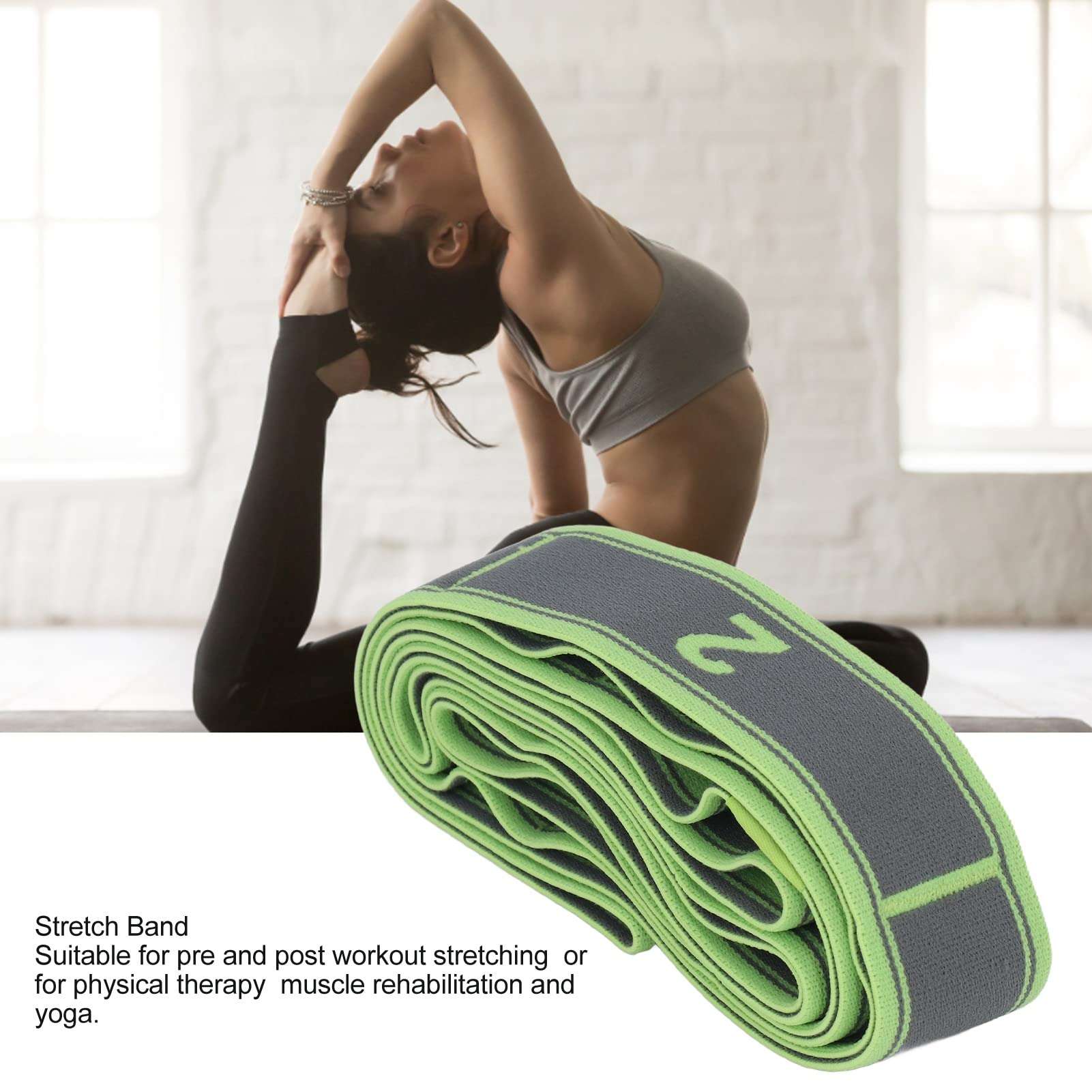 Topyond Numbered Stretch Band Strap - Elastic Stretching Strap for Exercise, Fitness, and Workout - Improve Flexibility and Mobility 5