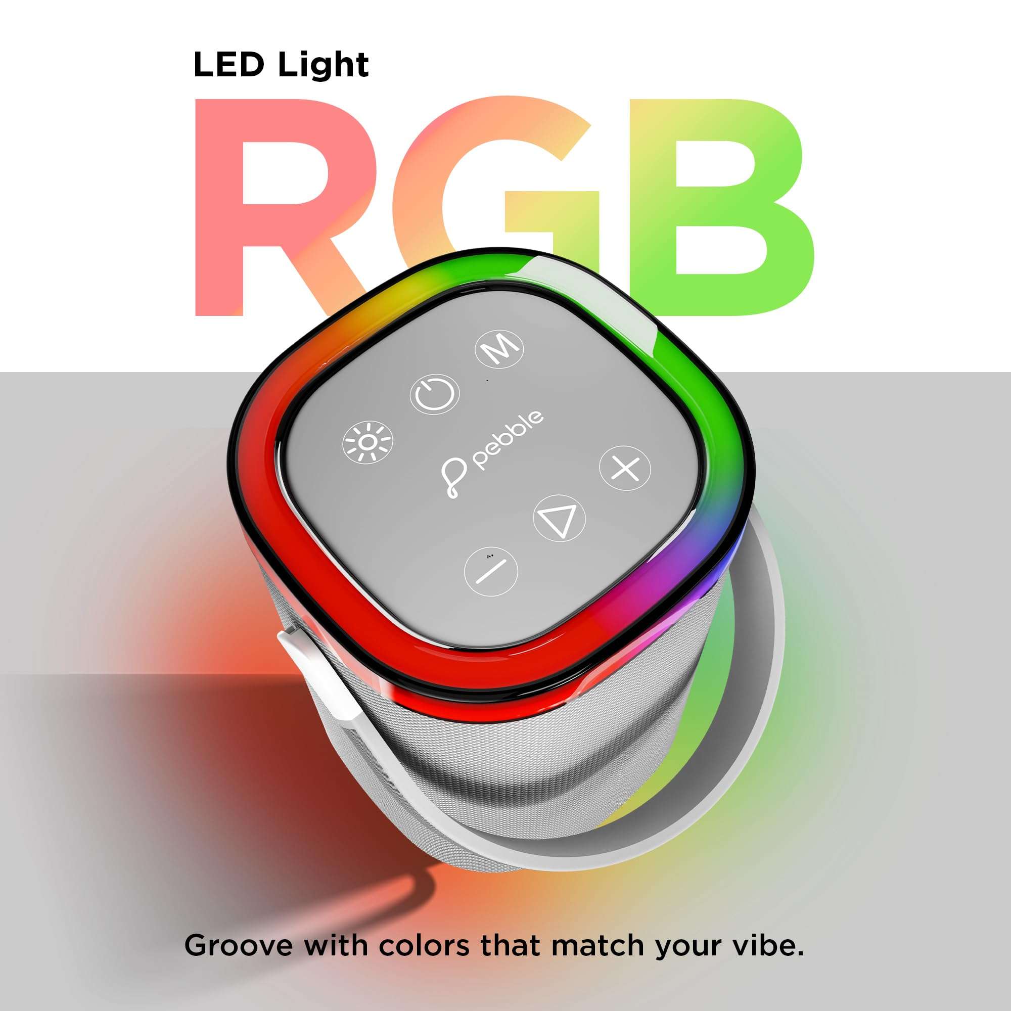 Pebble Newly Launched Mystic Bluetooth Speaker with RGB Lights, 1800mAh Battery, Premium Fabric Design, Type-C Fast Charging, FM/TFT/USB/AUX Support, Wireless Speaker with Multicolor LED Modes - Grey 4
