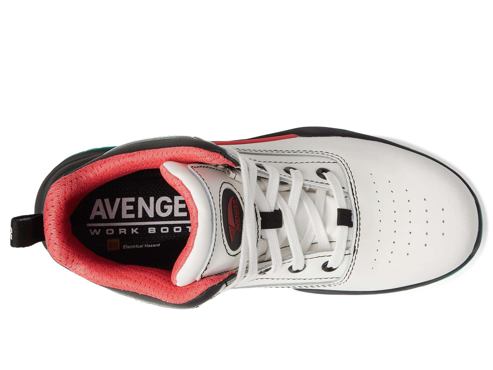 Avenger Work Boots Reaction Women’s Shoes – Action Nubuck Upper – Lace Closure – Round Toe Silhouette White/Green 9.5 D - Wide 3