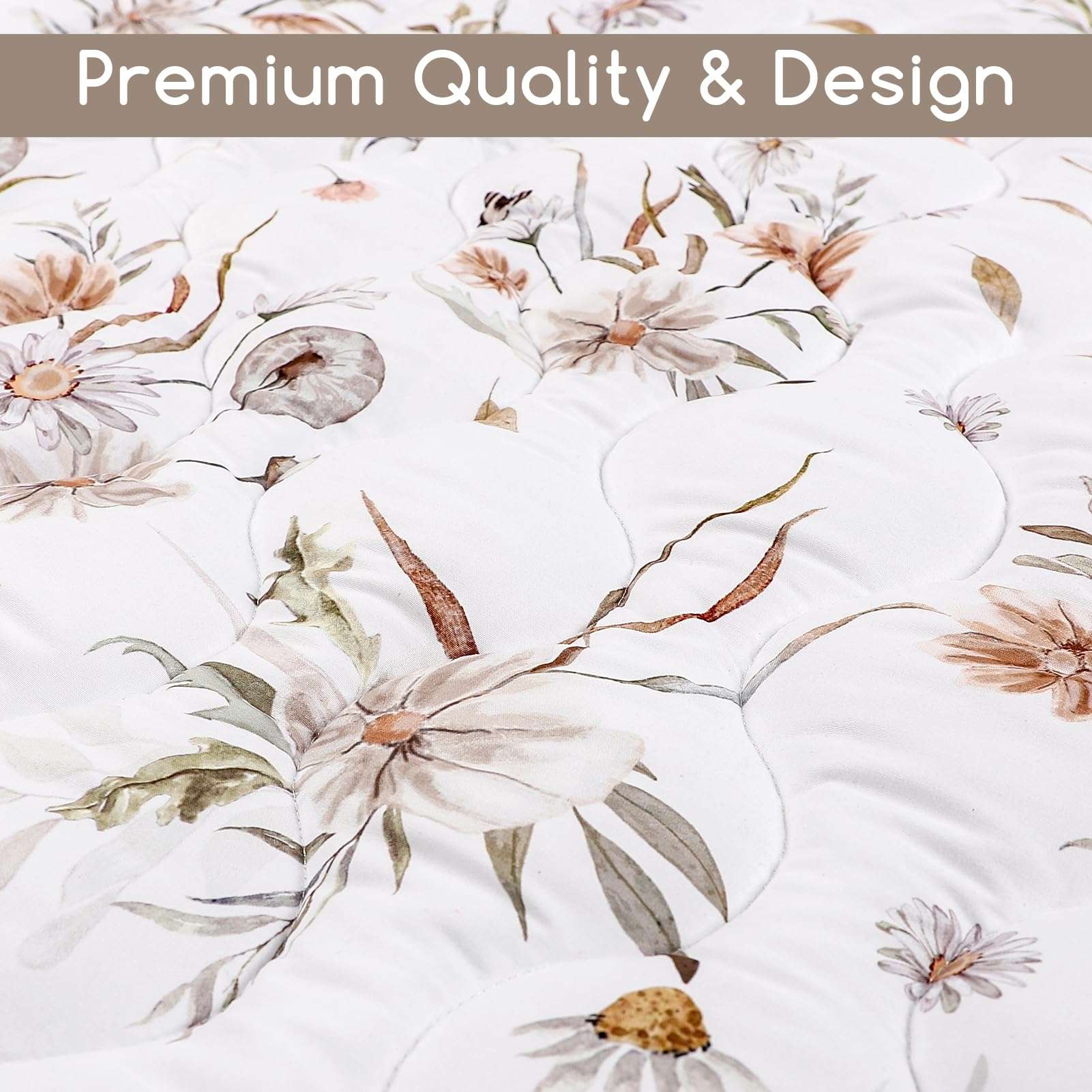 CARUILI Round Baby Play Mat for Floor, Soft Nursery Rug Girl, Anti Slip Kids Activity Tent Tummy Time Crawling Playmat Padded, White Floral (40" X 40") 5