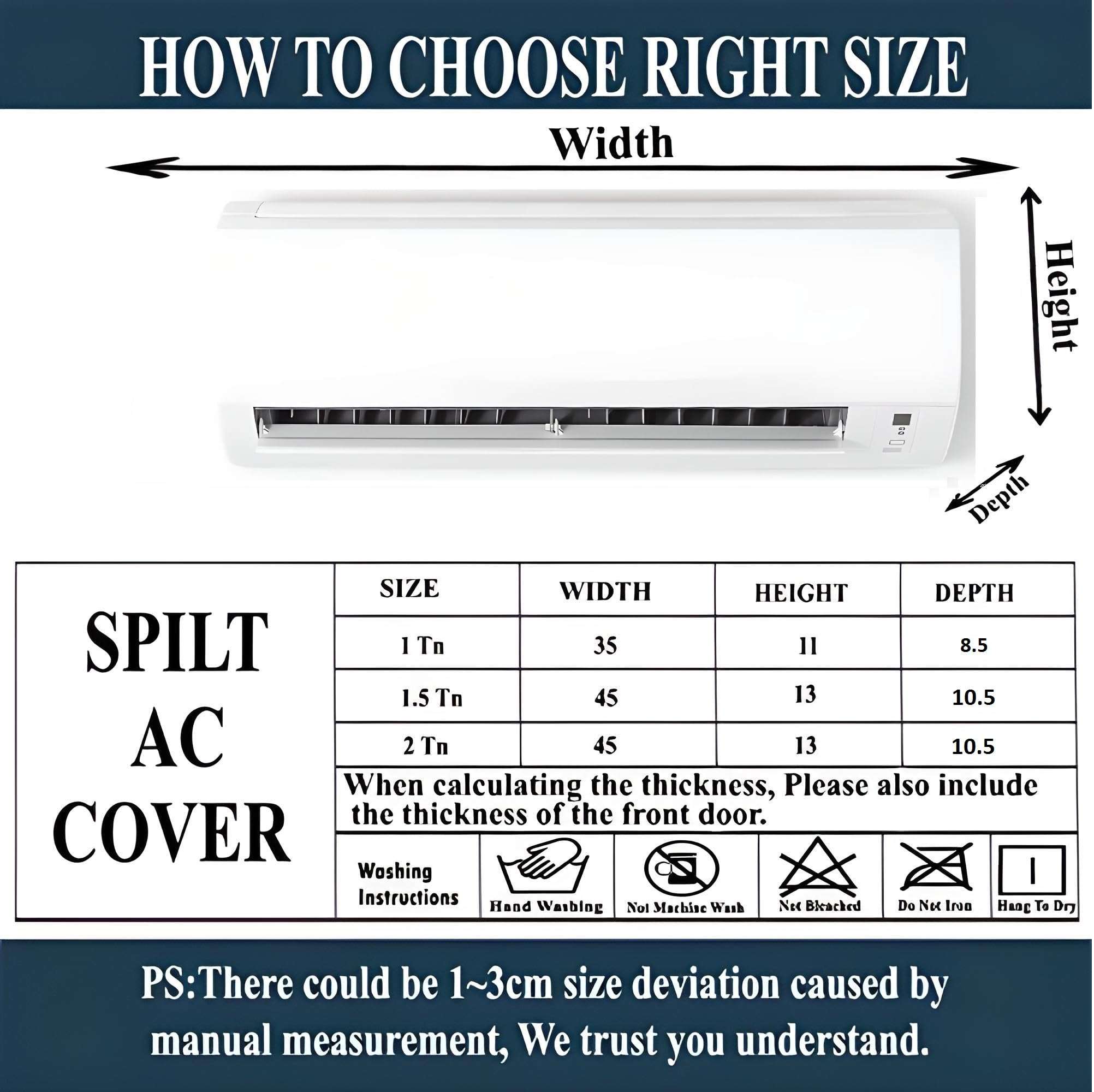 Da Anushi Polyester Split Ac Cover Indoor Unit For 1 Ton Capacity Ac, All Weather Cover/Attractive Digital Prints/Dustproof/Water Resistant Split Ac Cover (Blue Leaf) 5