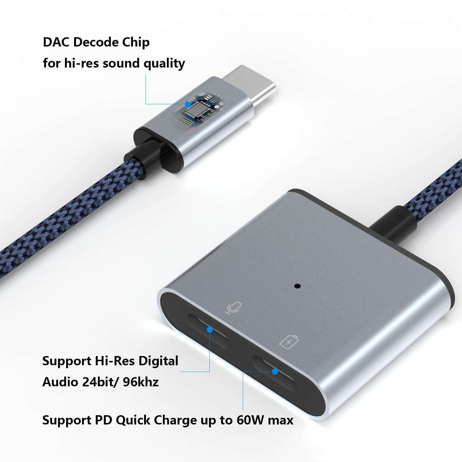 TITACUTE USB C Headphone Adapter for Galaxy Z Flip 3 Fold Type C Splitter Earphone Audio Earbud Aux PD Fast Charging Charger Converter 3