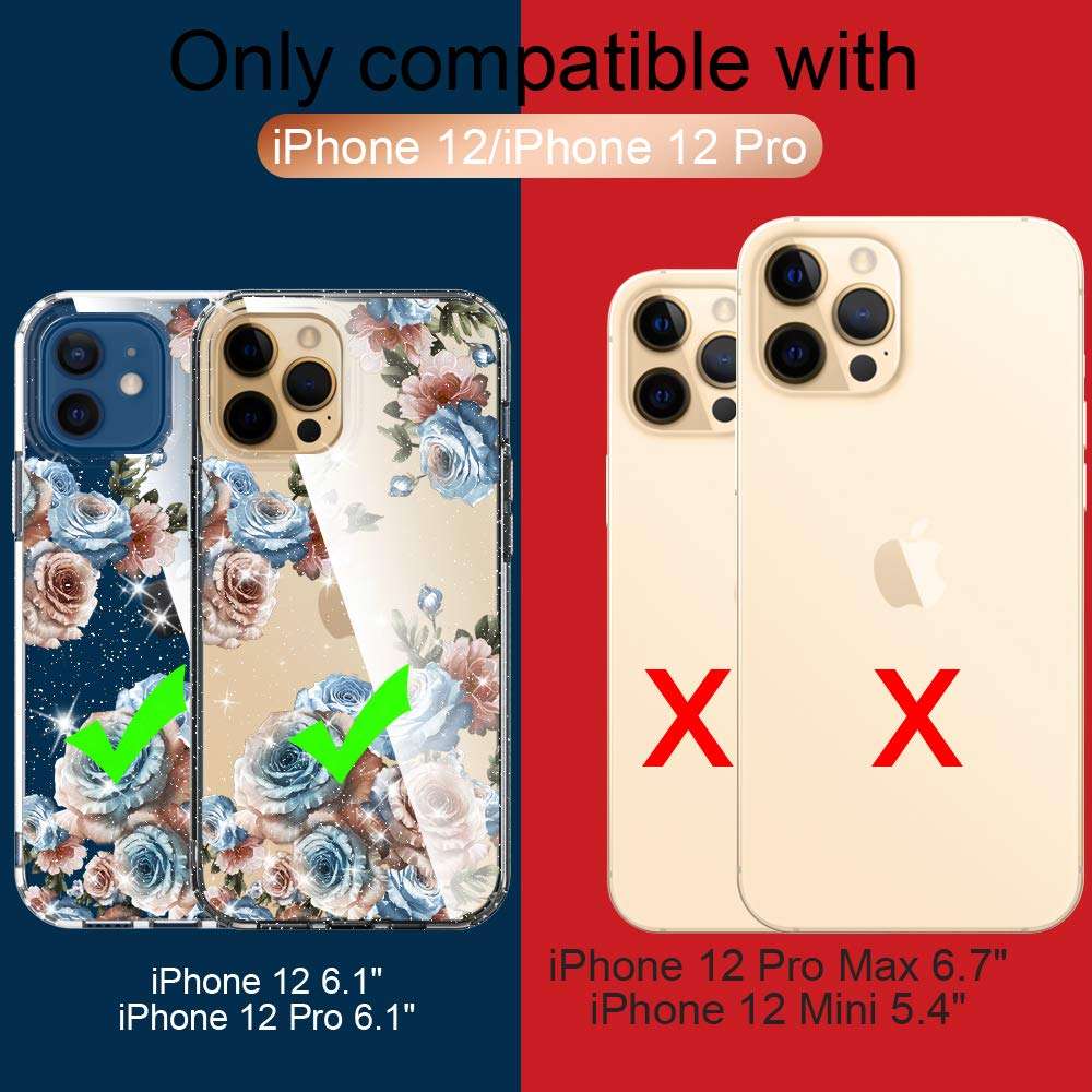 ANNSD for iPhone 12 Case/iPhone 12 Pro Case,Plastics and TPU Shock Absorption Rubber Series Full Body Protective Cover Compatible with iPhone 12 /Pro Case(6.1 inches) (Floral) 2