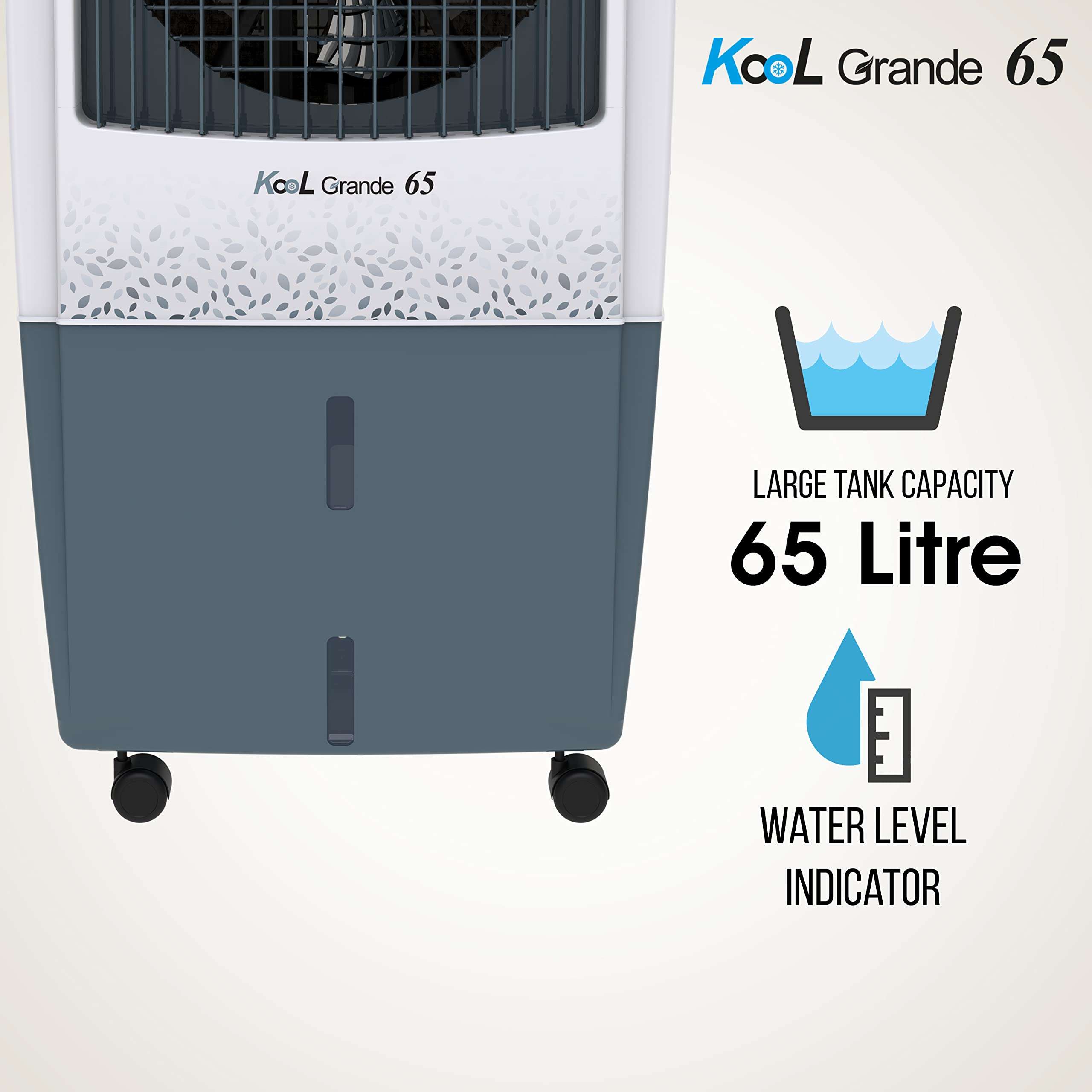 Havells Kool Grande 65L Air Cooler for home | Powerful Air Delivery | Everlast Pump | Ice Chamber, Thermal Overload Protection | 3 Side High Density Honeycomb Pads | Heavy Duty (White/Grey) 4
