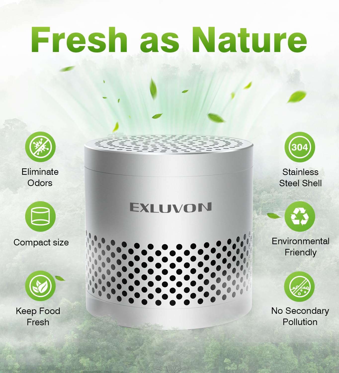 Exluvon Fridge Deodorizer, Lasts for 10 Years Refrigerator Deodorizer Odor Eliminator,Travel Size Air Purifiers, More Effective Than Baking Soda Bamboo Charcoal Air Purifying Bag, Silver 5