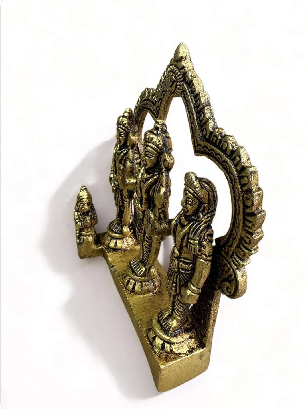Pure Brass Ram Darbar Murti Ram Darbar Statue for Home Decor and Office Desk Ram Sita Laxman Hanuman Idol for Puja Room Shree Ram Parivar Murti for Gift Pital ram darbar Idols 4.5inch 6