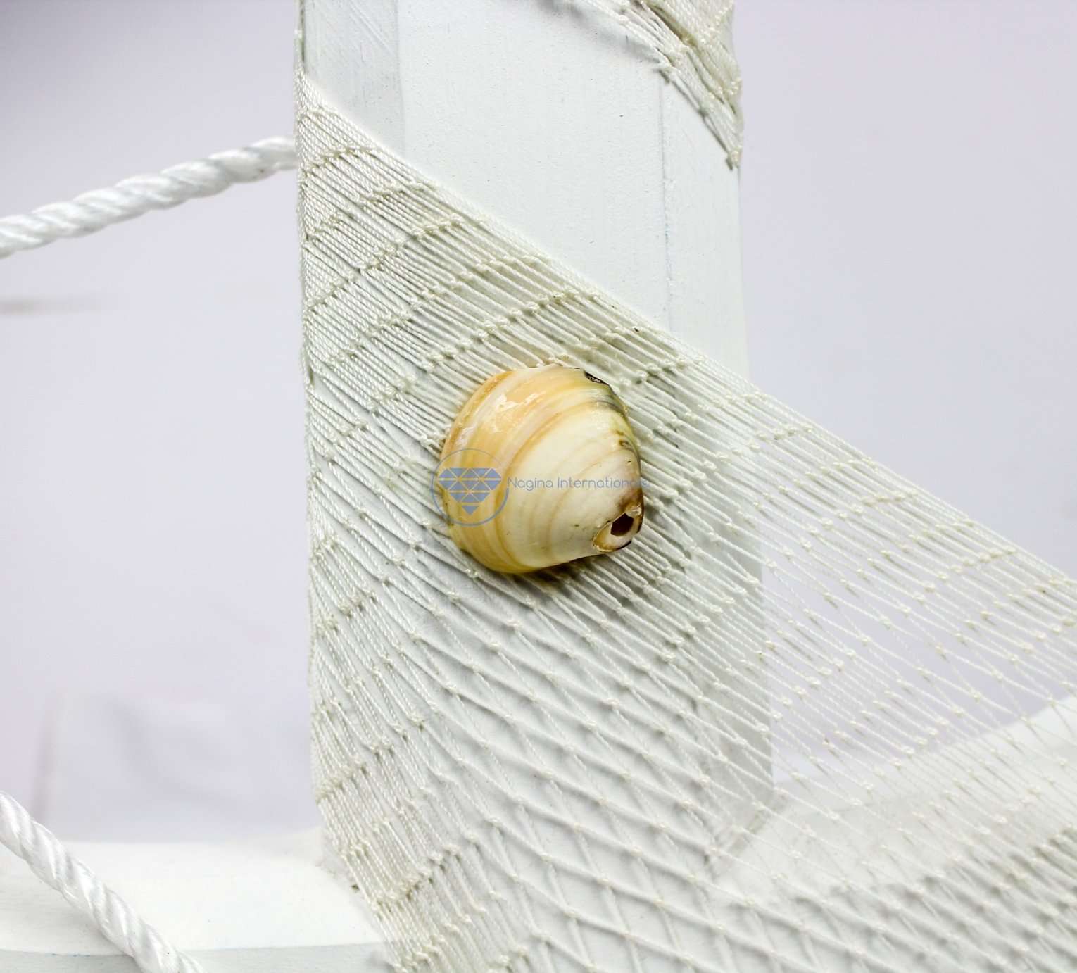 Nagina International 24" Nautical Handcrafted Distressed Wooden Wall Decor White Blue Anchor with Fishing Nets Sea Shells & Rope | Maritime Nautical Decor 6