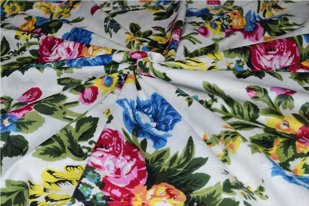 Mudit Crafts Jaipuri Printed Cotton Fabric Dress Making Materials 3 Meter White 3