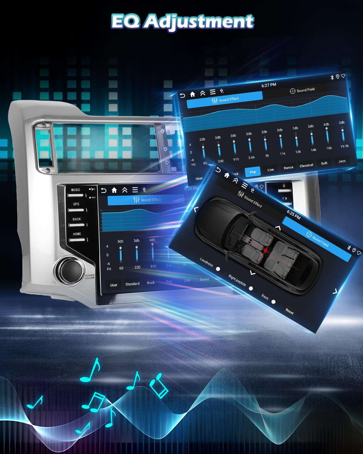 4+128G Android 15 Car Stereo for Toyota 4runner 2010-2021, 9 Inch IPS Touchscreen Radio with Wireless Carplay & Android Auto/EQ/5GHz WiFi/GPS/SWC + AHD Rear View Camera 6