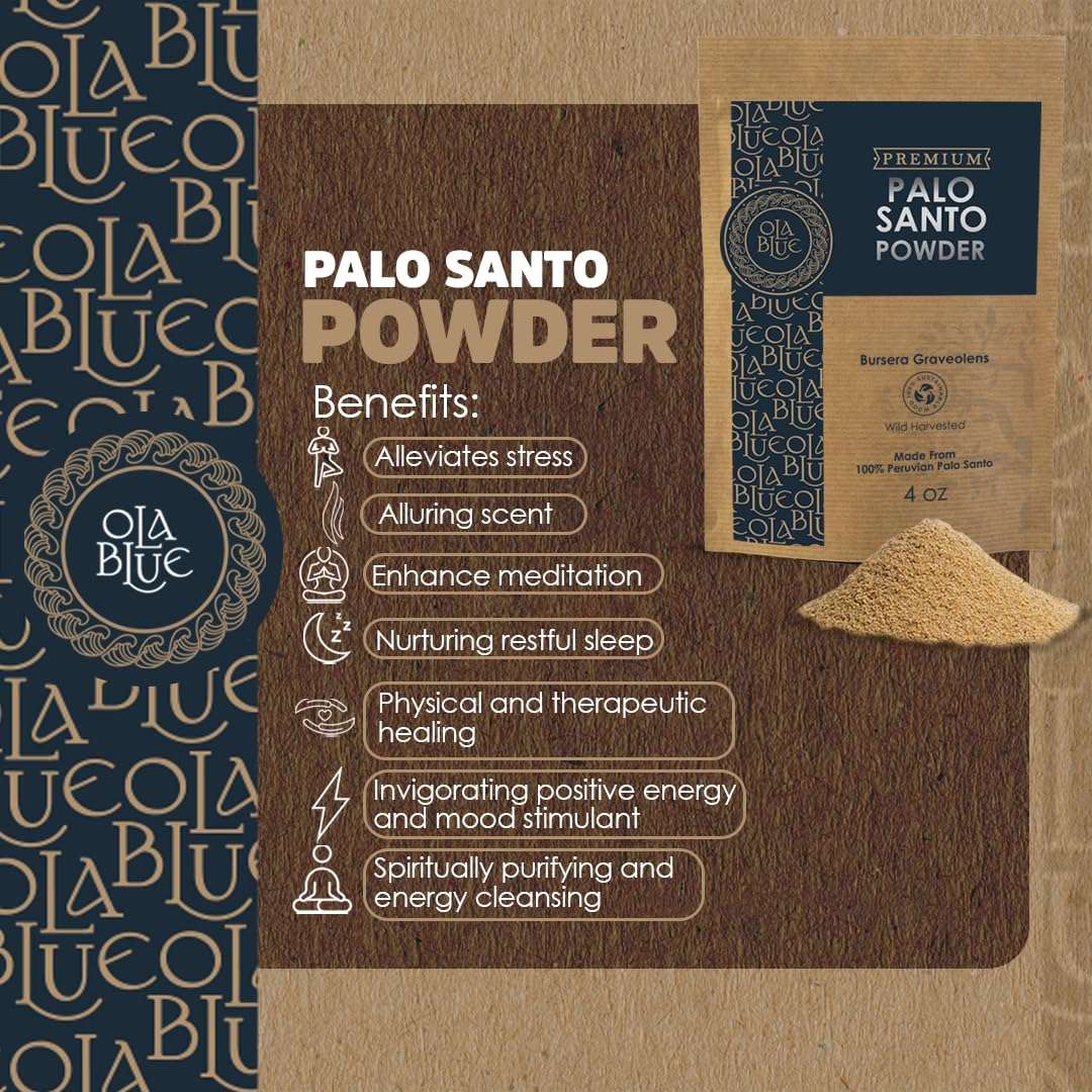 Palo Santo Powder 4oz Natural and Sustainable from Peru Incense Powder for Smudging, Energy Cleansing, Meditation - sustainably Harvested Aromatic Resin Organic Incense 6