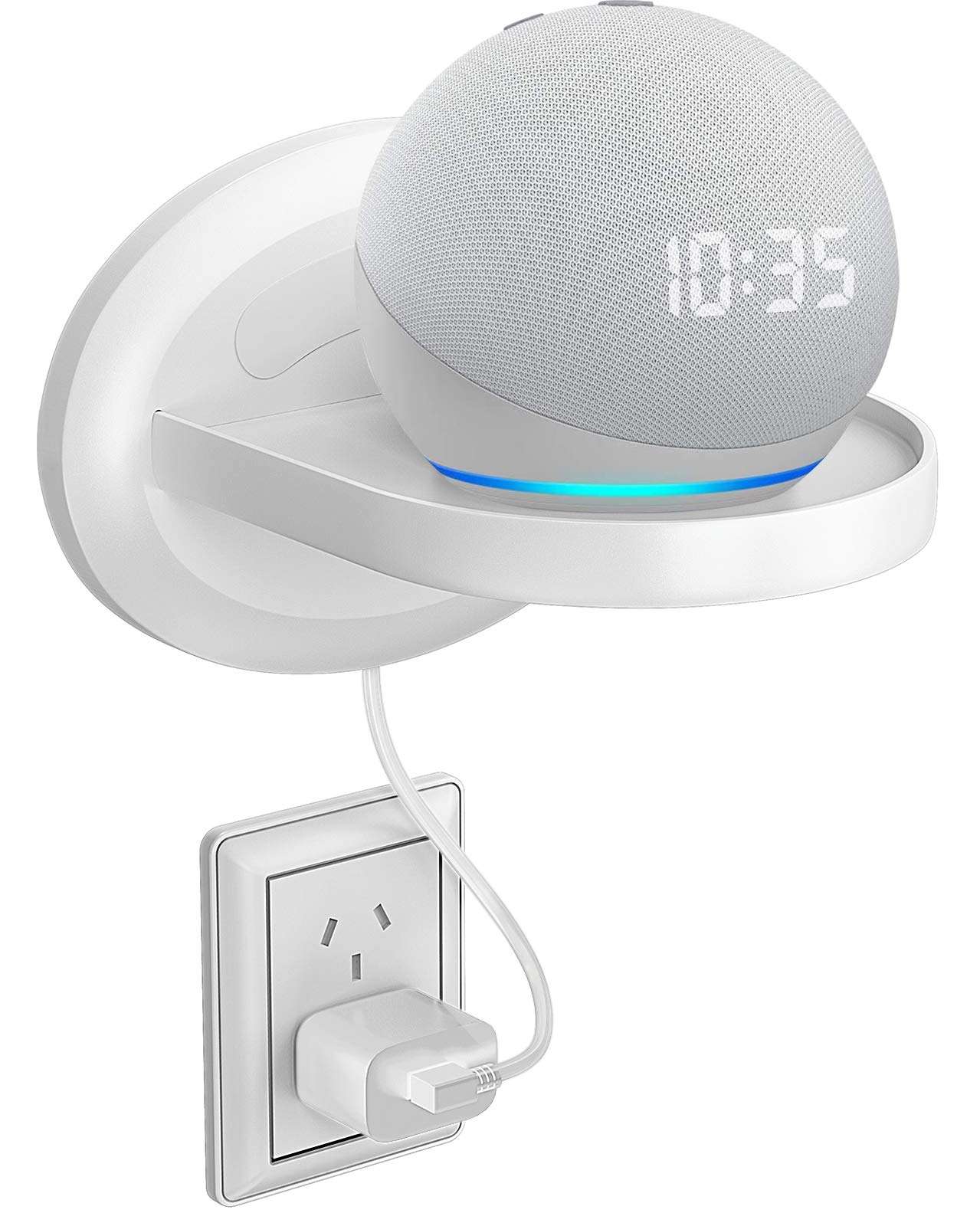 MATONE Small Wall Shelf, Wall Mount Shelves for Google WiFi, Smart Home Speakers & Cellphones, Clever Charging Shelf with Cord Arrangement, Small Space Solutions for Anything Up to 15lbs 1