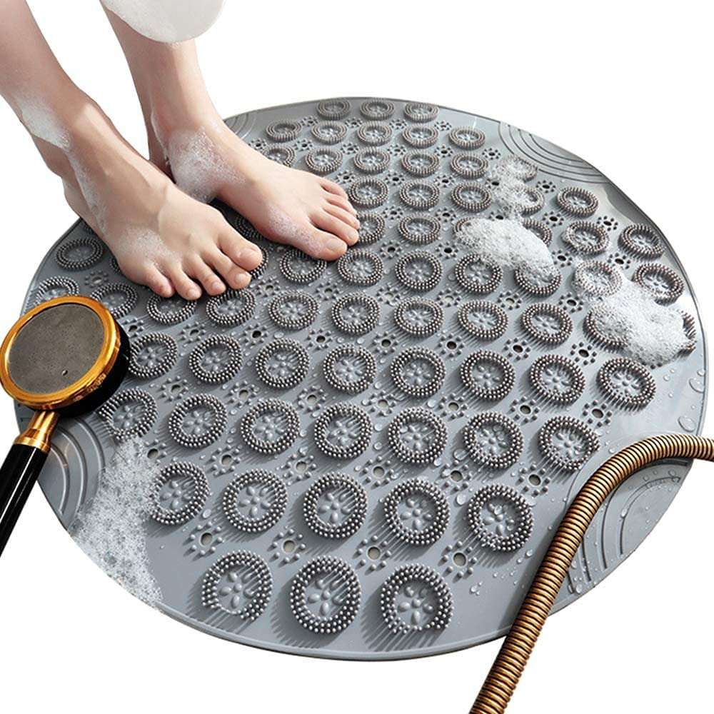 Portible Non-Slip Bath Mat | Bathroom Shower Mat | Silicone Dead Skin Brush | Bathroom Supplies Carpet [40 x 40 Cm] (Multi-Color, Pack of 1). 1