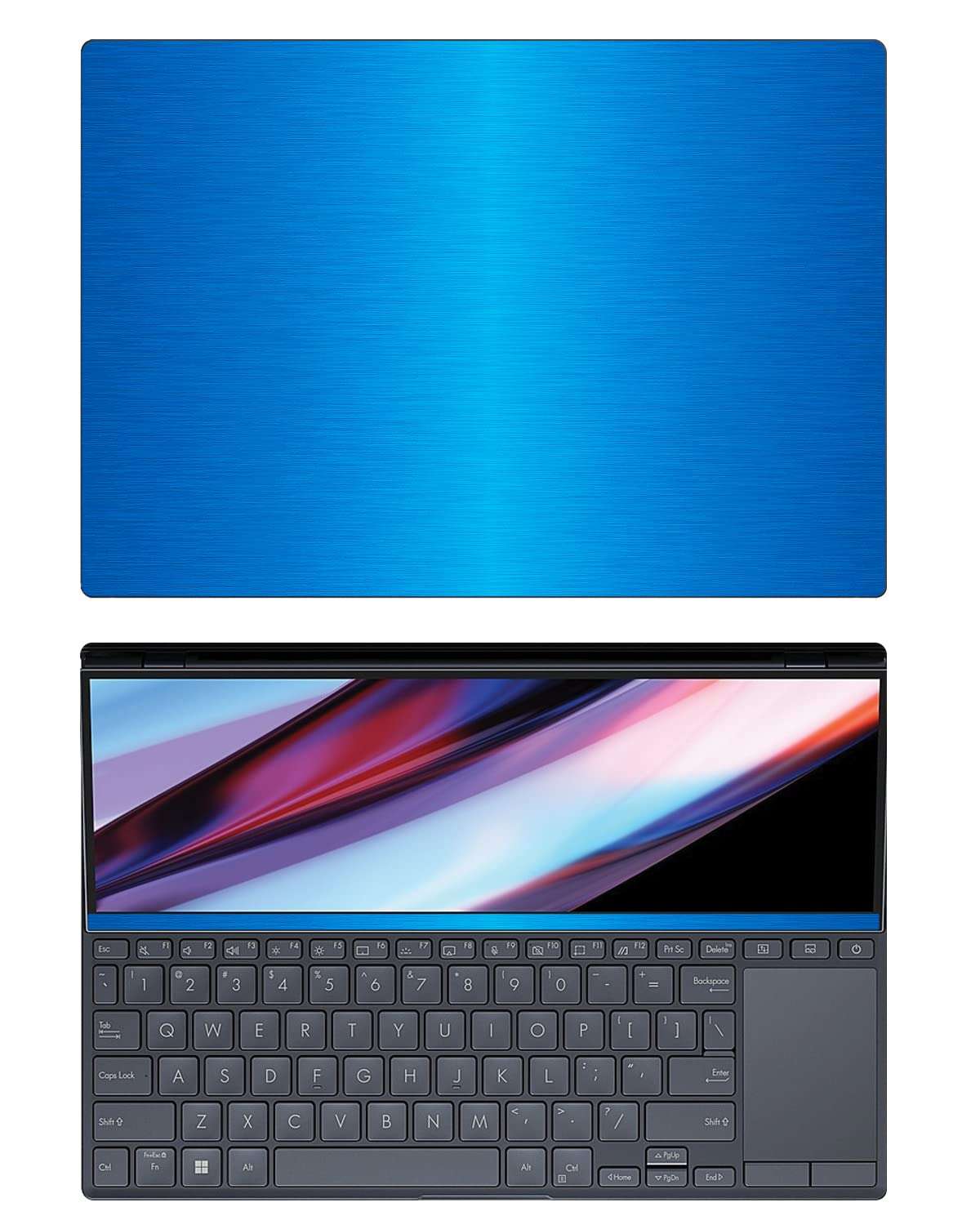 Decalrus - Protective Decal for The ASUS Zenbook Pro 14 Duo OLED UX8402 (14.5" Screen) Laptop LITE Blue Texture Brushed Aluminum Cover wrap BAasusZenbk14_ux8402LiteBlue 1