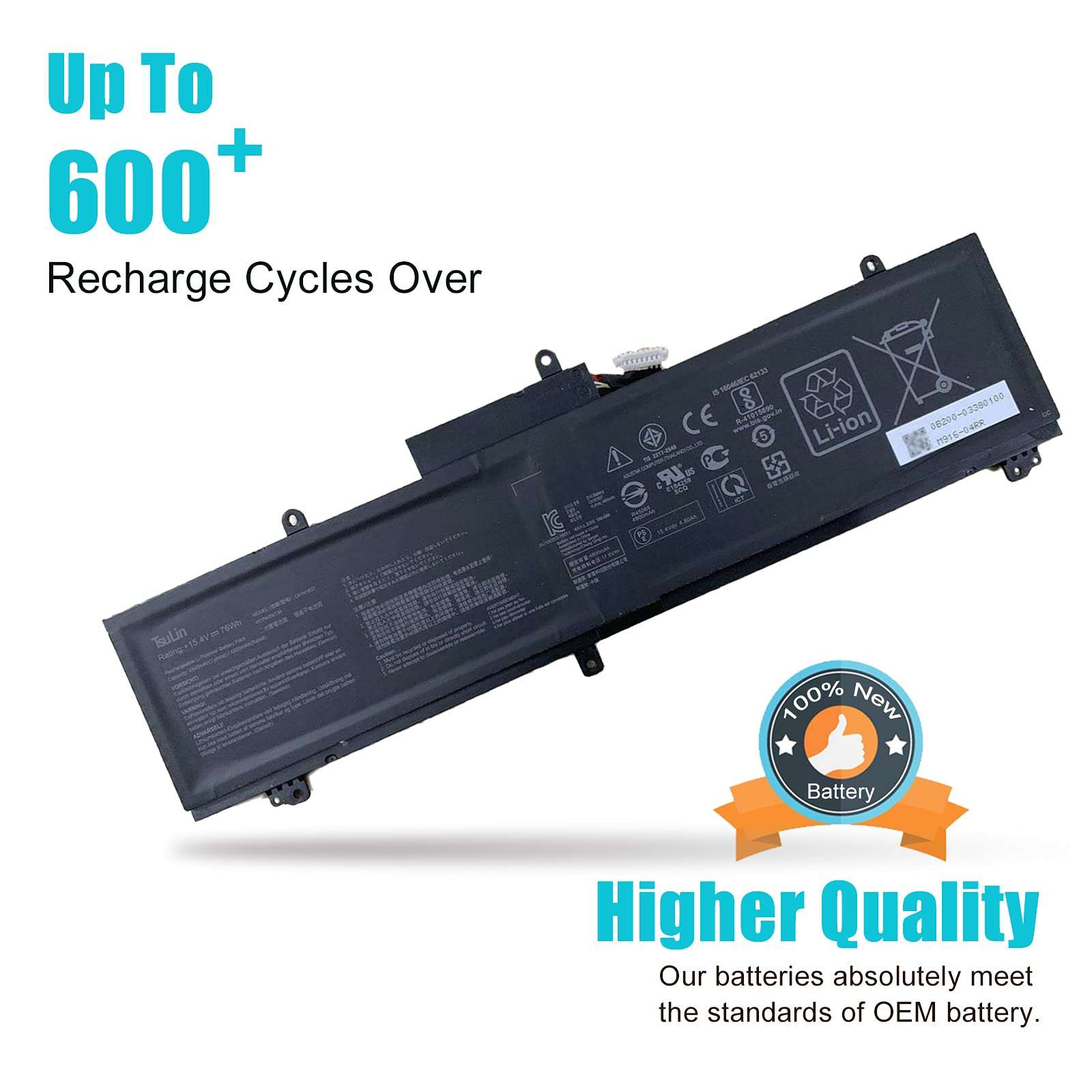 TsuLin C41N1837 Laptop Battery Compatible with ASUS ROG Zephyrus GA502DU GA502GU GU502GU GU502DU GU502GV GU532GU GX502GW GX532GV GU532GV GX502GV GX532GW Series 0B200-03380100 15.4V 76Wh 4940mAh 3