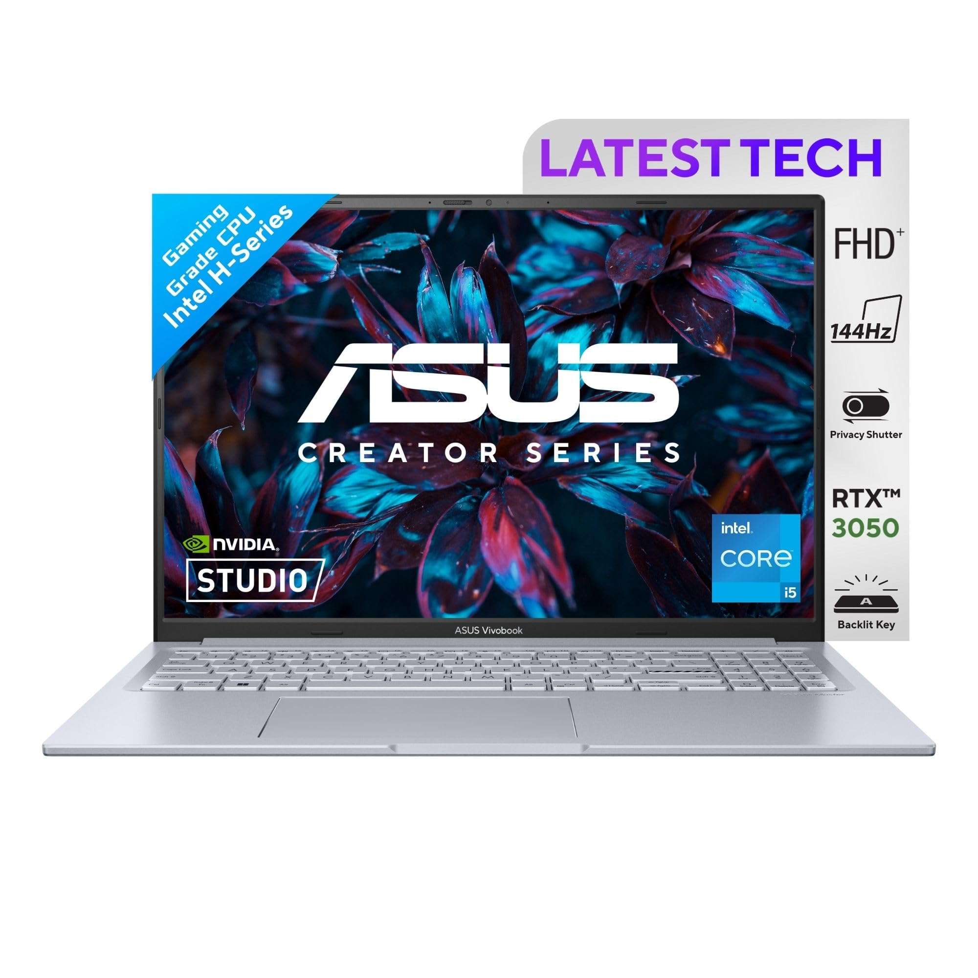 ASUS Vivobook 16X, 16" FHD+ (1920 x 1200), Intel Core i5-13420H Processor, (16GB RAM/512GB SSD/RTX 3050/Windows 11/Cool Silver/1.8 Kg), K3605VC-RP413W 1