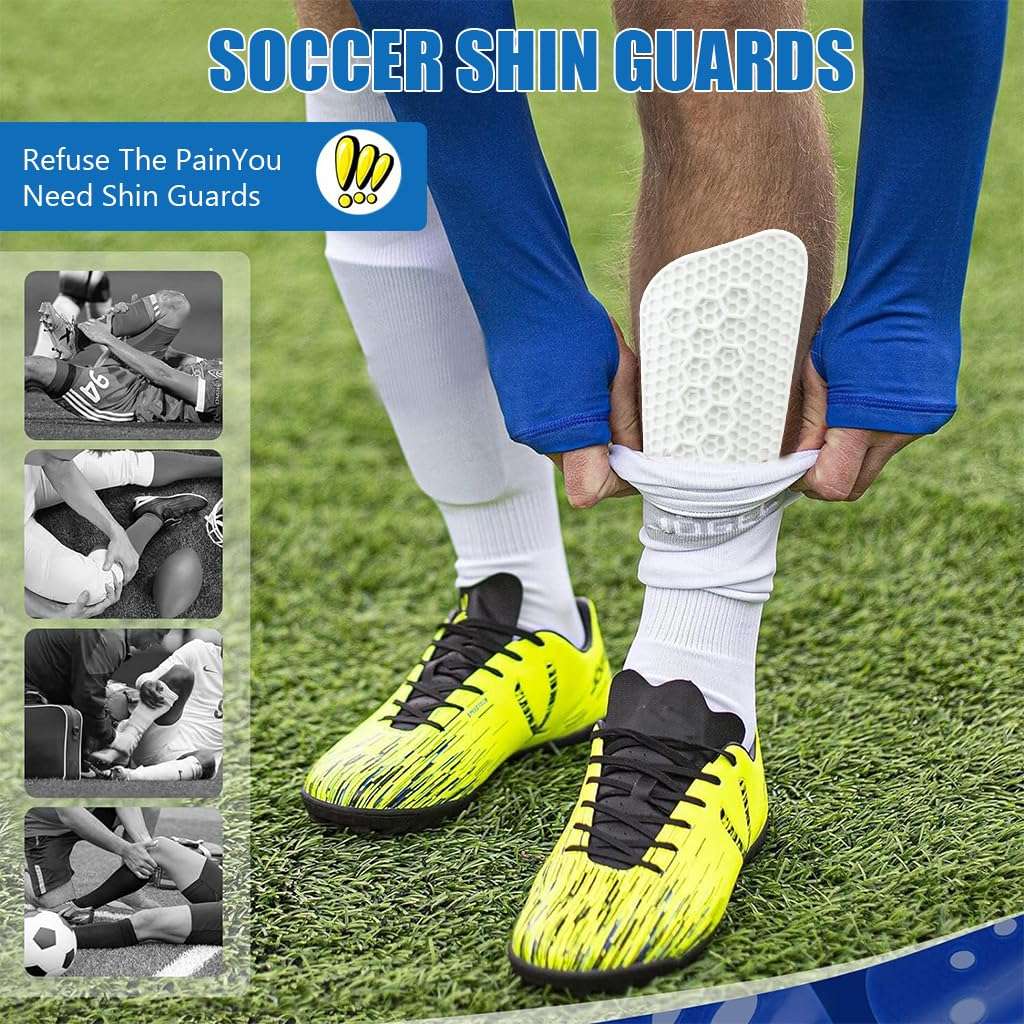 Proberos® 2Pcs Silicone Shin Guards Adults Teens Shin Guards Silicone Shin Guards Pads Anti-impact Honeycomb Construction Shin Guards Sport Shin Guards for Football, Rugby 6