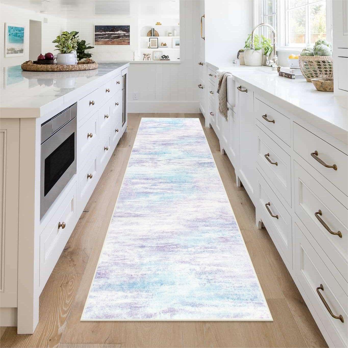 LIVEBOX Washable Runner Rug 2.5x8 Lavender, Purple Non-Slip for Bedroom, Soft Low-Pile Long Hallway for Indoor, Ultra-Thin Modern for Back Door 6