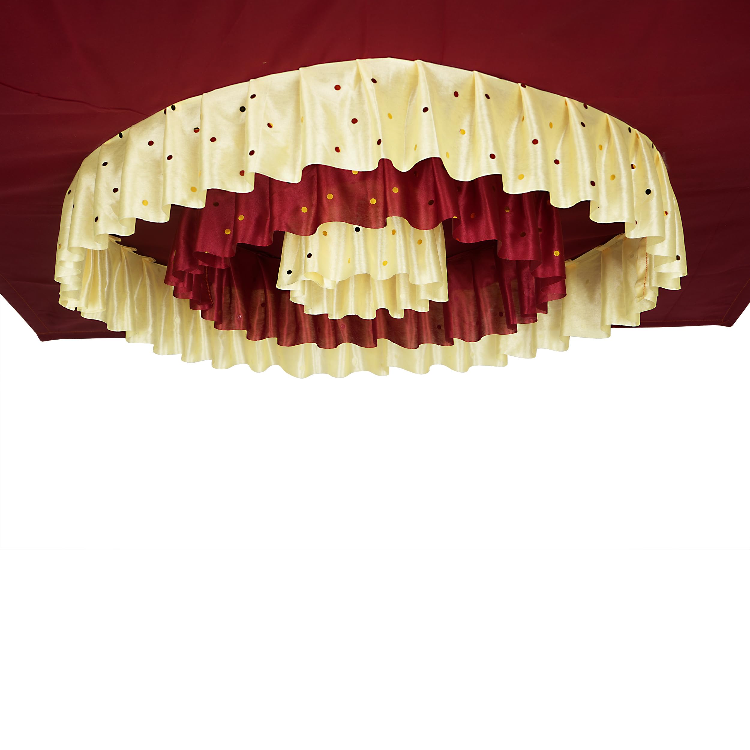 PRIYAKANT SAFAWALA Ganpati Decoration Ceiling Top Jhumar Ideas at Home, Festival, Wedding, Birthday, Diwali, Ganesh Chaturthi Decoration Round Jhumar, [Size, 5 Feet X 5 Feet, Maroon and Fown]