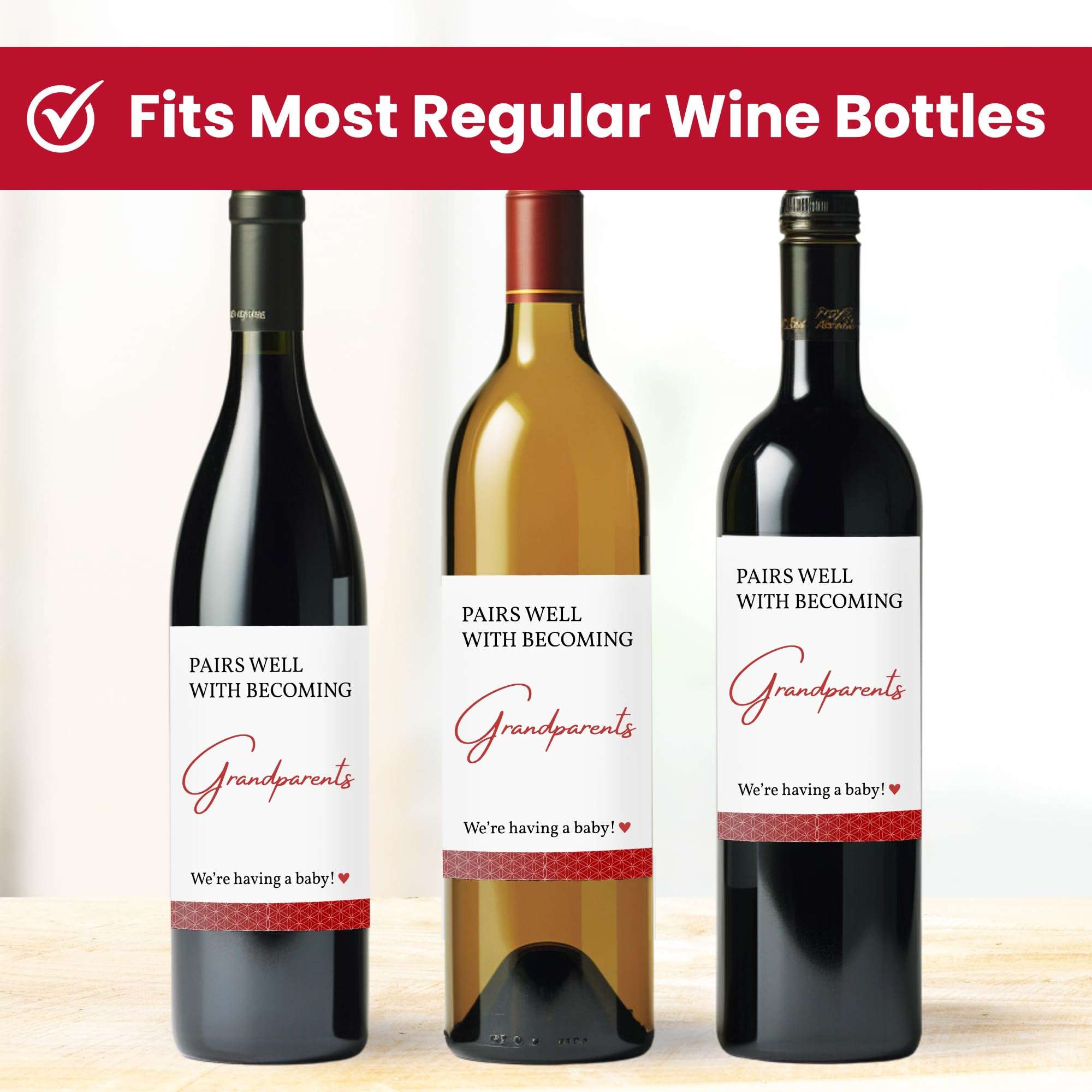 Pregnancy Announcement For Grandparents Wine Bottle Label, Baby Reveal Ideas For Grandparents Announcement Gifts, First Time Grandparents Gifts, Set Of 5 Easy To Apply Stickers, Designed In Austin, TX 6