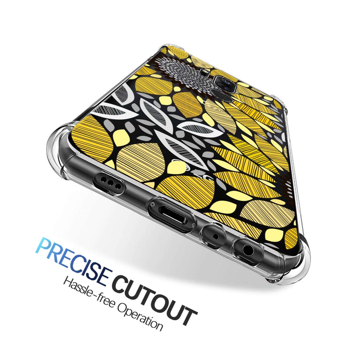 KIOMY Clear Case for LG G7 ThinQ Airbags Corners Shockproof Bumper Protective Cell Phone Back Cover Transparent TPU Flexible Slim Fit Case Cute Sunflower Floral Design 5