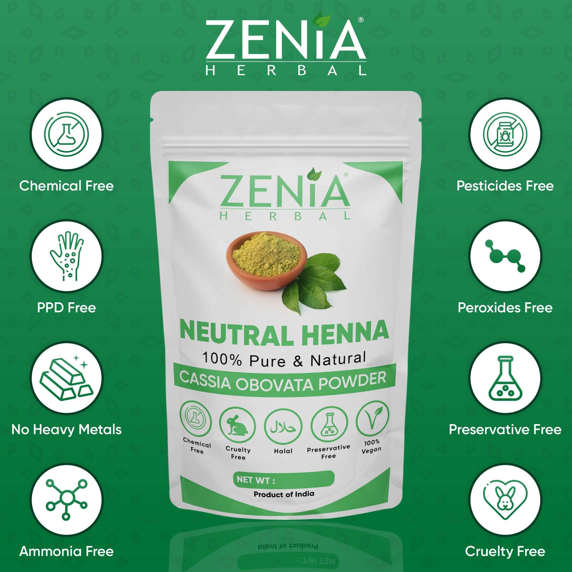 Zenia 100% Pure Neutral Henna Powder (Cassia Obovata) | 1.1lbs (500g) | Colorless Henna for Hair | Natural Hair Conditioner | for Silky, Soft & Shiny Hair 4