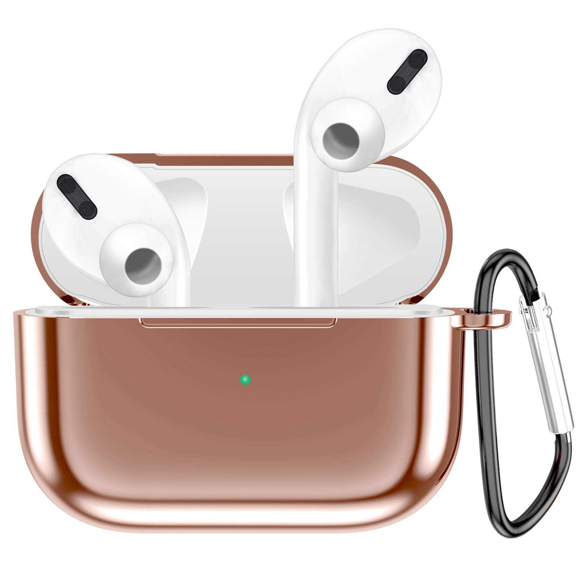 Airpods Pro Case Cover, Shiny Protective Case Plated TPU Skin for Apple Airpods Pro 2nd Generation, Front LED Visible (Rose Gold)