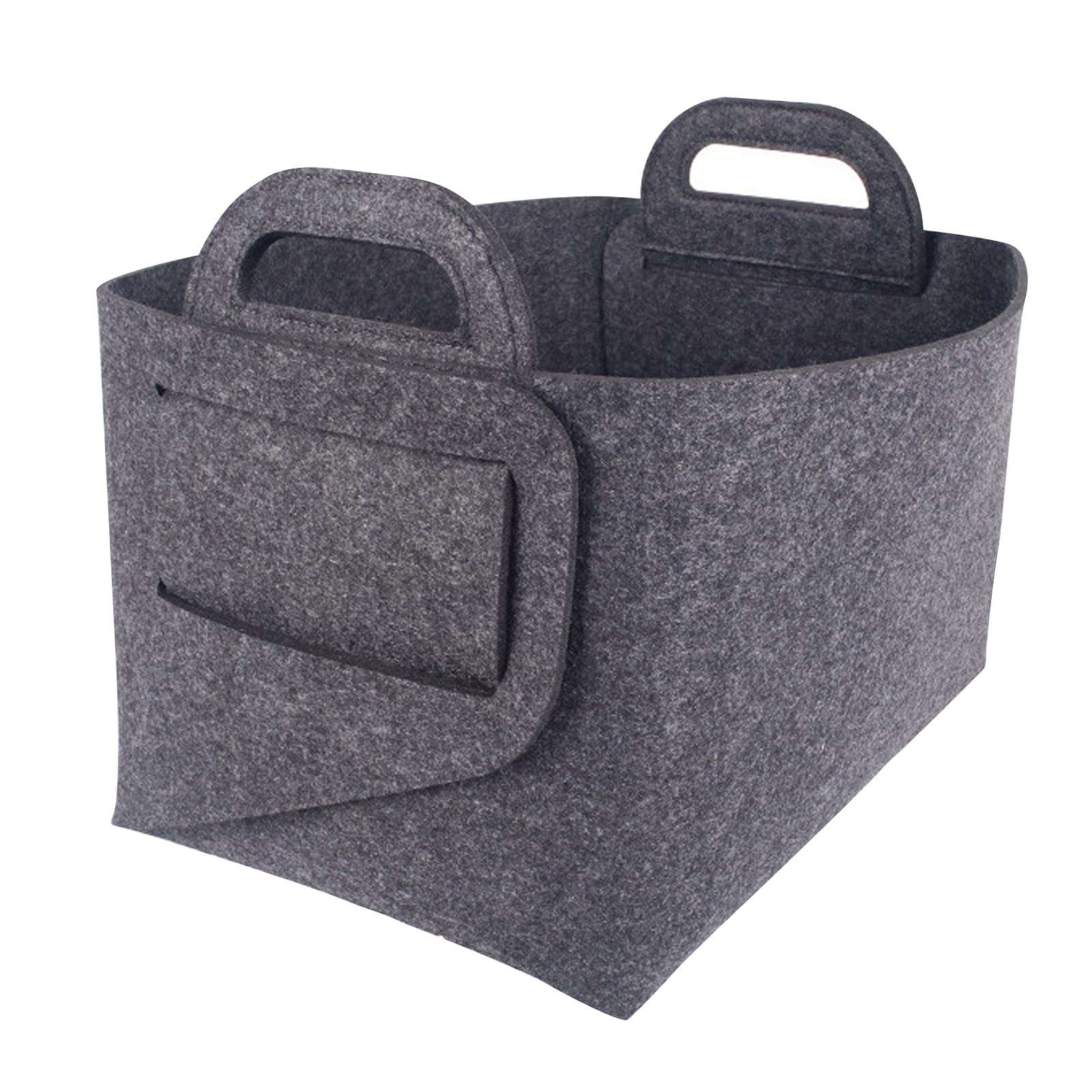 Ankeer Felt Storage Basket Desktop Foldable Felt Basket Storage Box Open Storage Bin Laundry Hamper with Handles Snack Cosmetic Organizing Box for Cabinet Office 1