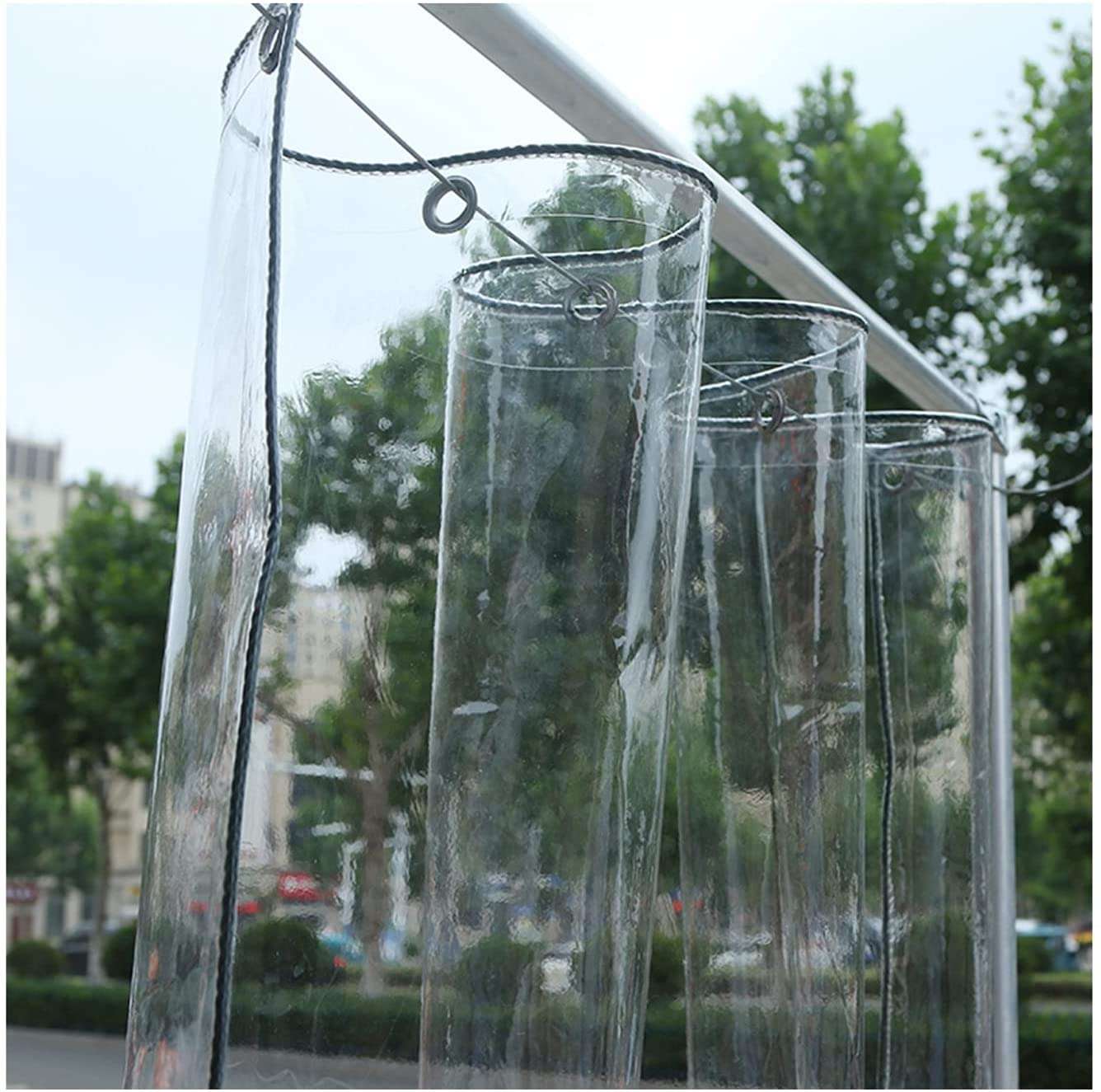 Transparent Curtains Outdoor and Balcony Waterproof Heavy Duty 5 x 8 ft, Clear, 500 GSM Curtains Heat Preservation, Long Service Life, for Roof, Camping, Patio, Pool, 1