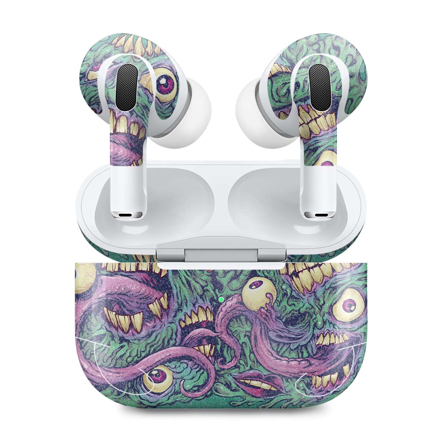 MightySkins Glossy Glitter (2 Pack) Skins Compatible with Apple AirPods Pro 2 - Eyes and Teeth | Protective, Durable High-Gloss Glitter Finish | Easy to Apply and Change Styles | Made in The USA 1