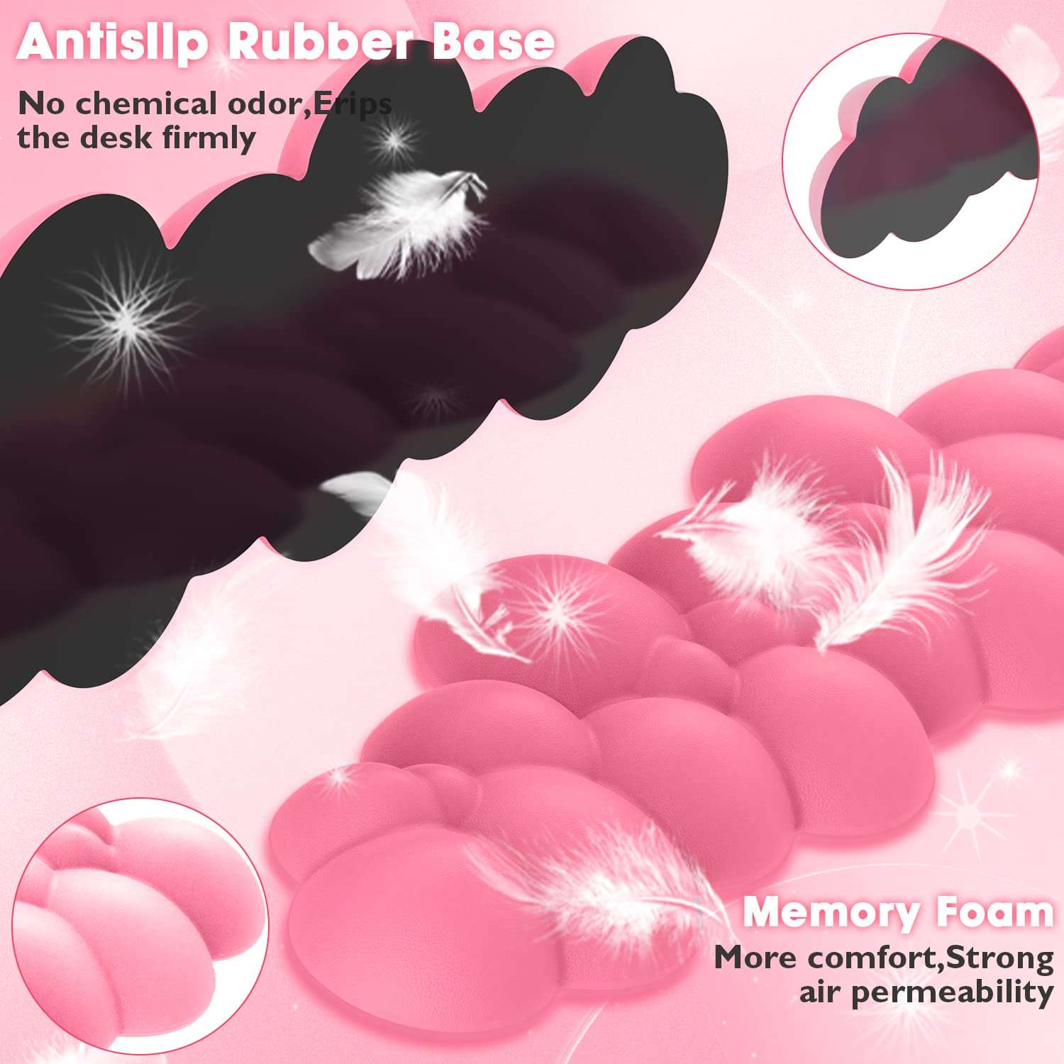 Gaming Keyboard Wrist Rest Pad,Memory Foam Keyboard Palm Rest,Ergonomic Hand Rest,Wrist Rest for Computer Keyboard,Laptop,Mac,Lightweight for Easy Typing Pain Relief (Rose Red) 6