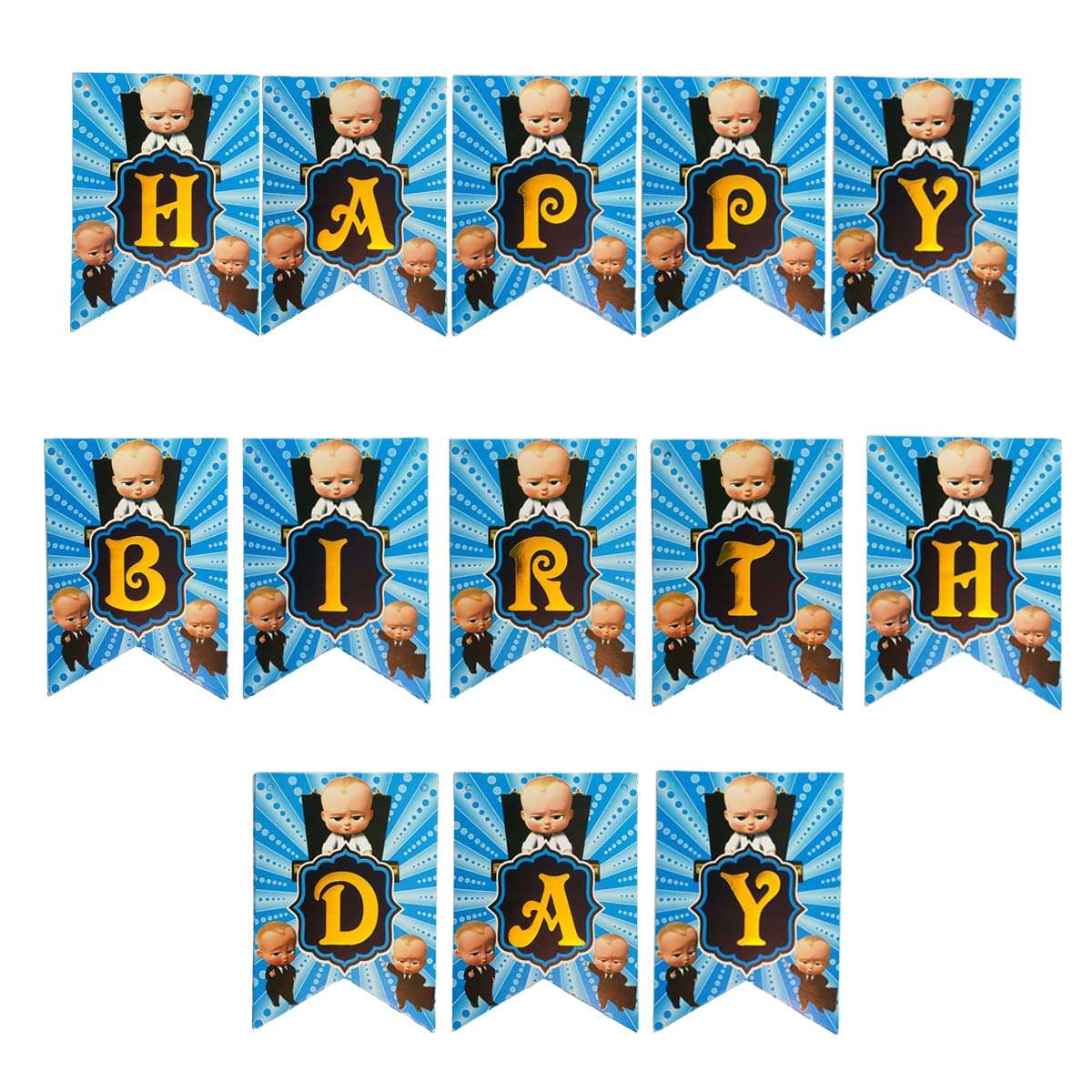 RTB Enterprises Boss Baby Theme Birthday Printed Banner, Happy Birthday Printed Boss Baby Character Theme Banner for Decoration - Pack of 1 2