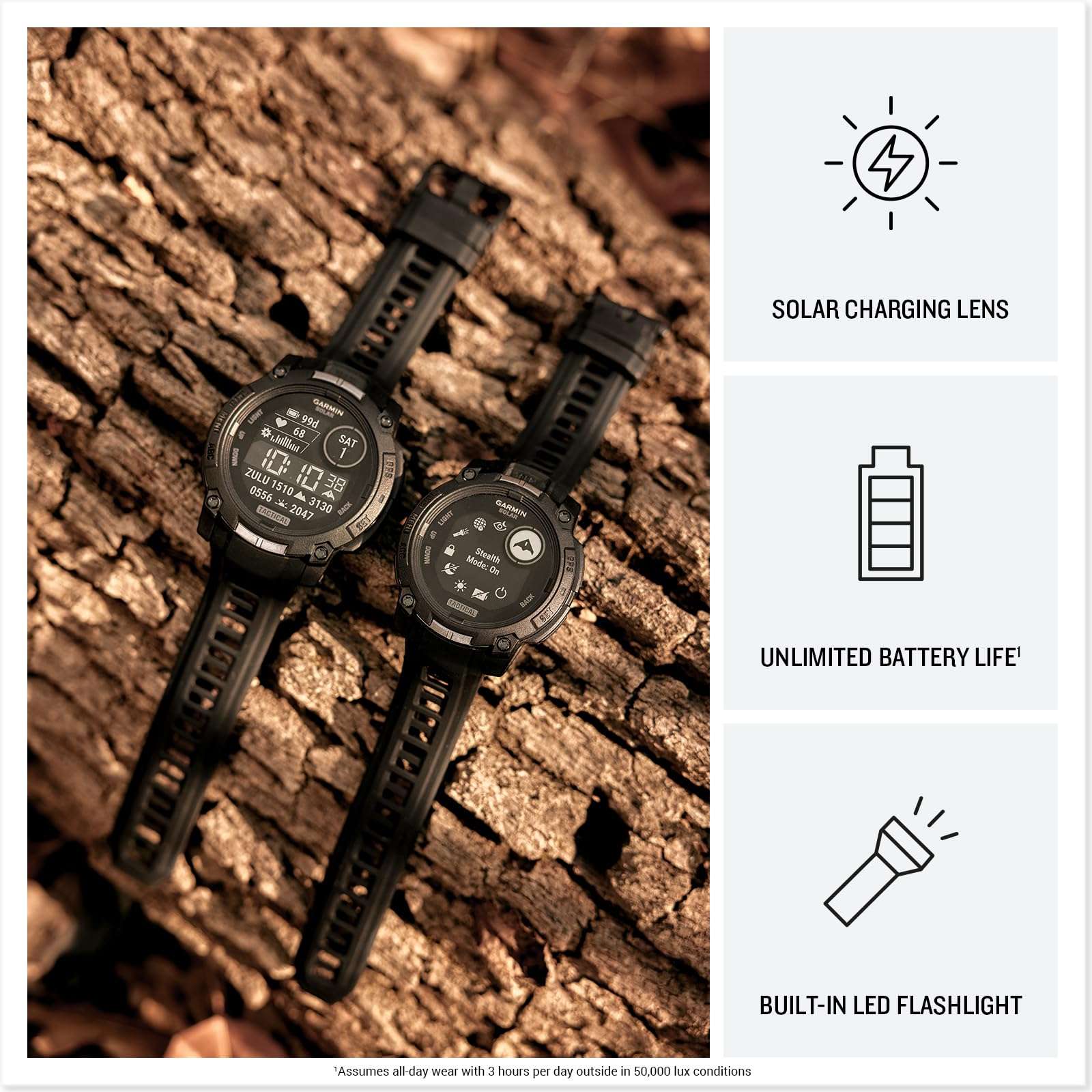 Garmin Instinct 3 Tactical Edition, Solar Charged 45mm Display, Outdoor Rugged GPS Smartwatch Bundle with USB Wall Charger + Microfiber Cleaning Cloth 5