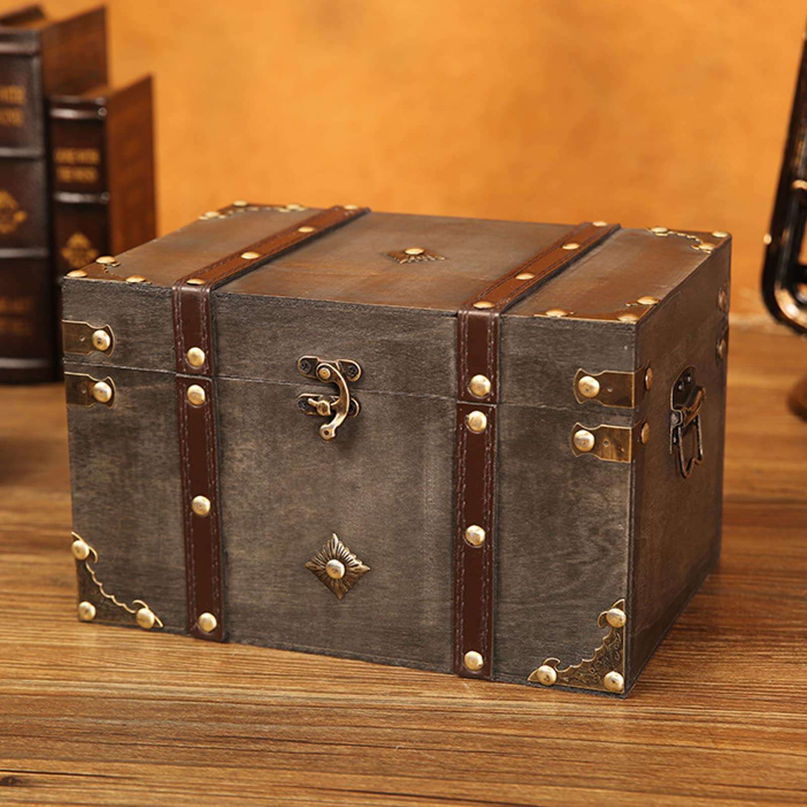 Vintage Wood Storage Box, Jewelry Organize Home Decoration Grey Chinese Style Beautiful Vintage Storage Box for Hairpins 5