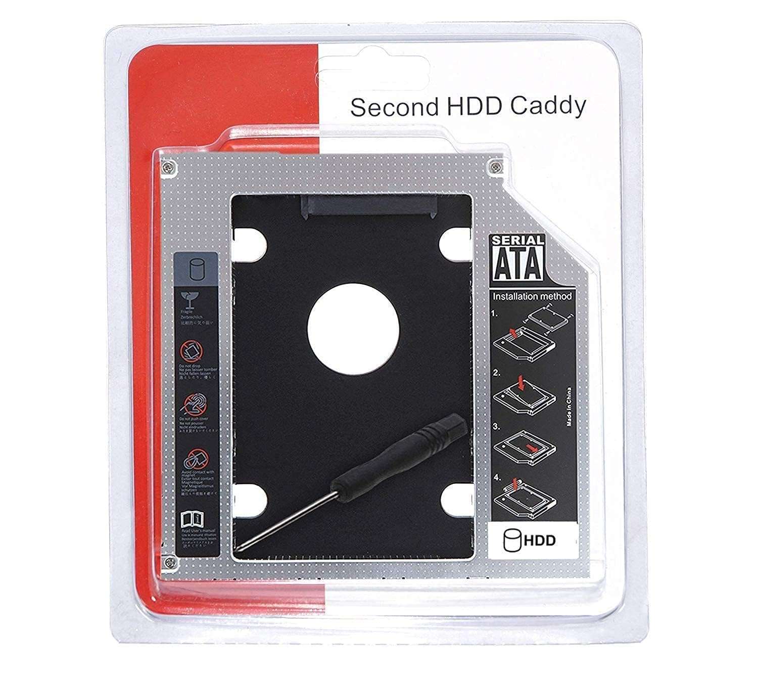 king shine Universal SATA Bay 2nd Hard Disk Drive Caddy for CD/DVD Drive Slot (Add Second HDD/SSD to Your Laptop) (9.5 MM)