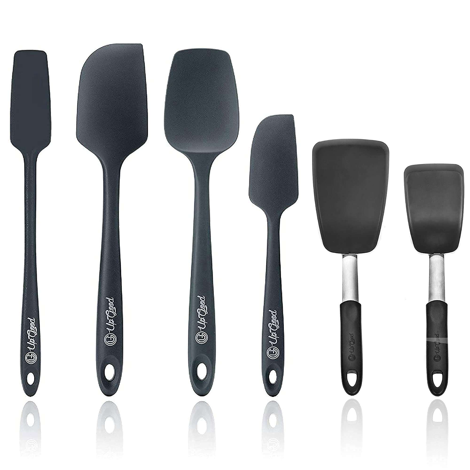4 Piece Silicone Spatula Set (Gray) and Turner Set 1