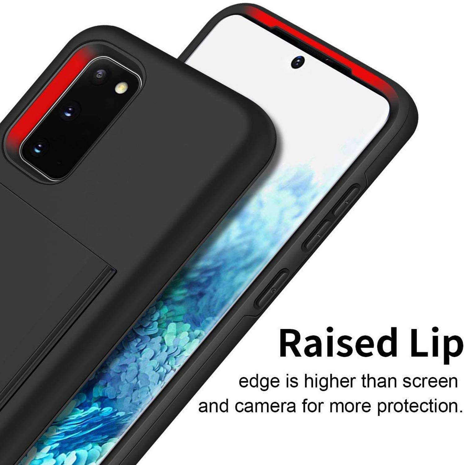 S20 Ultra Cases I Galaxy s20 Ultra Wallet Case with Card Holder - Samsung Slim Protective Phone Back Covers I Dual Layer Hard Hybrid 3 Credit Card Slot Hidden Storage Cover I Black Heavy Duty 3