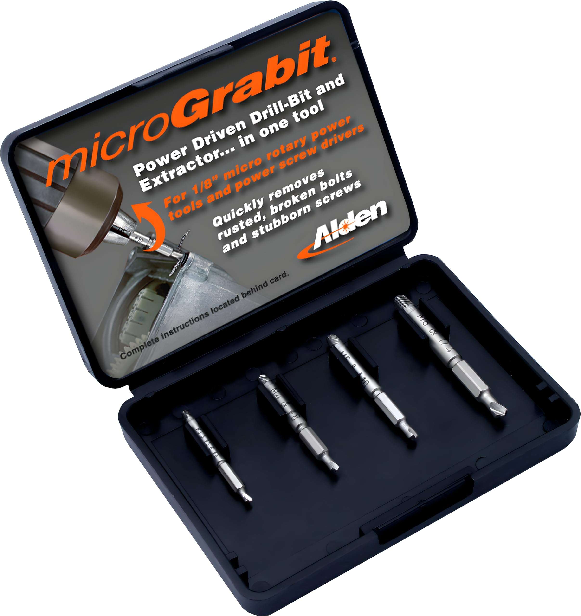 Alden 4507P Grabit Micro Broken Bolt Extractor 4 Piece Kit - Small Bolt and Screw Remover - Ideal for PC and Mac Repair - Made in The USA 2