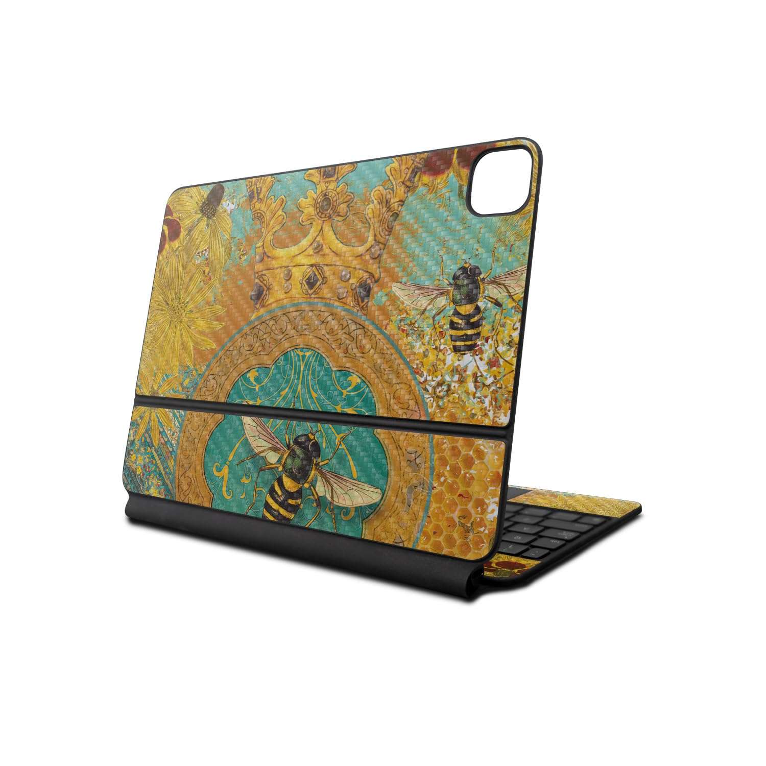 Carbon Fiber Skin Compatible with Apple Magic Keyboard for iPad Pro 13‑inch (M4) 2024 - Bee Queen - Premium 3M Vinyl Protective Wrap Decal Cover - Easy to Apply | Crafted in The USA by MightySkins 1